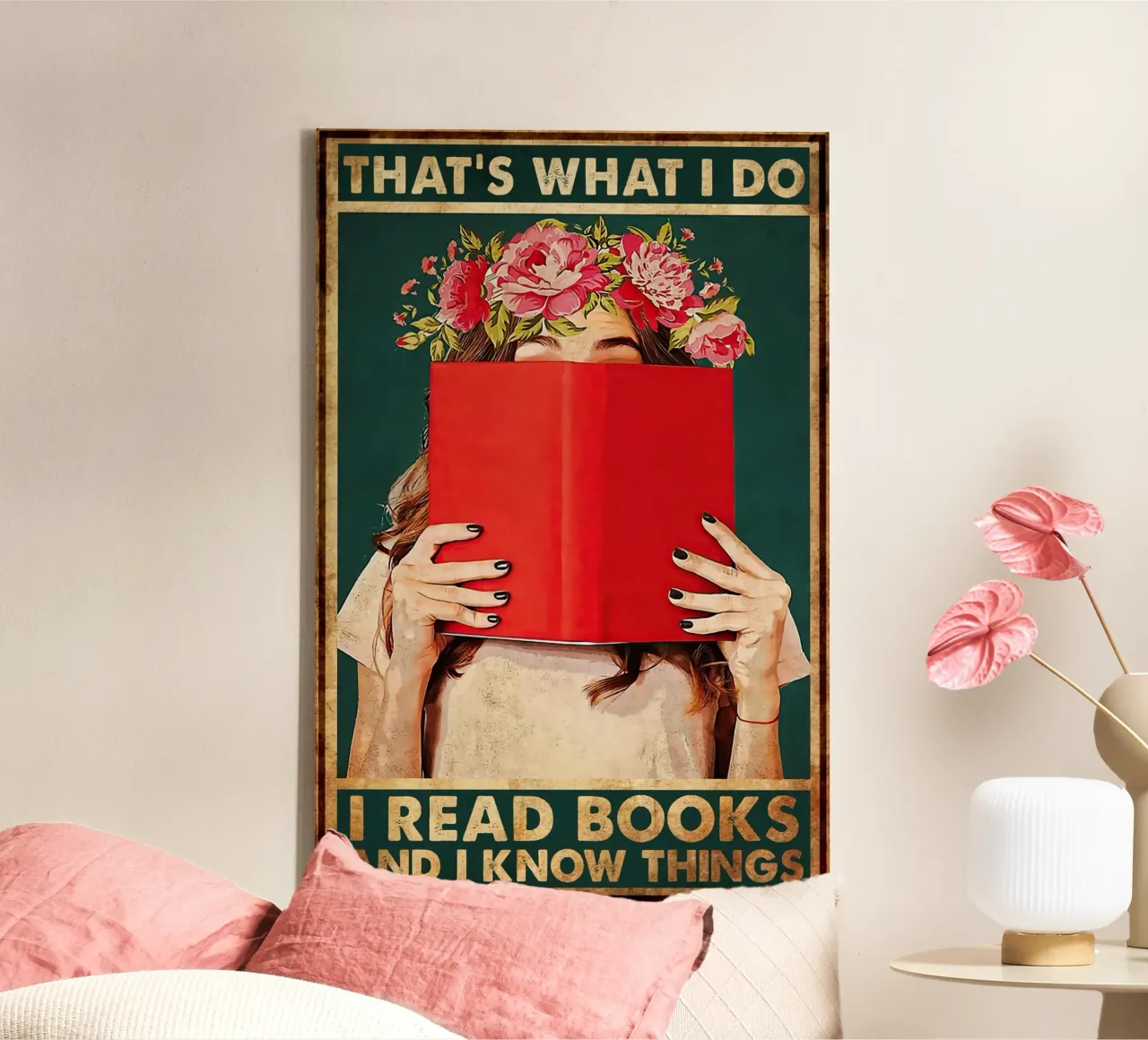 I Read Books and I Know Things canvas with Floater frame by Oliver Ethan