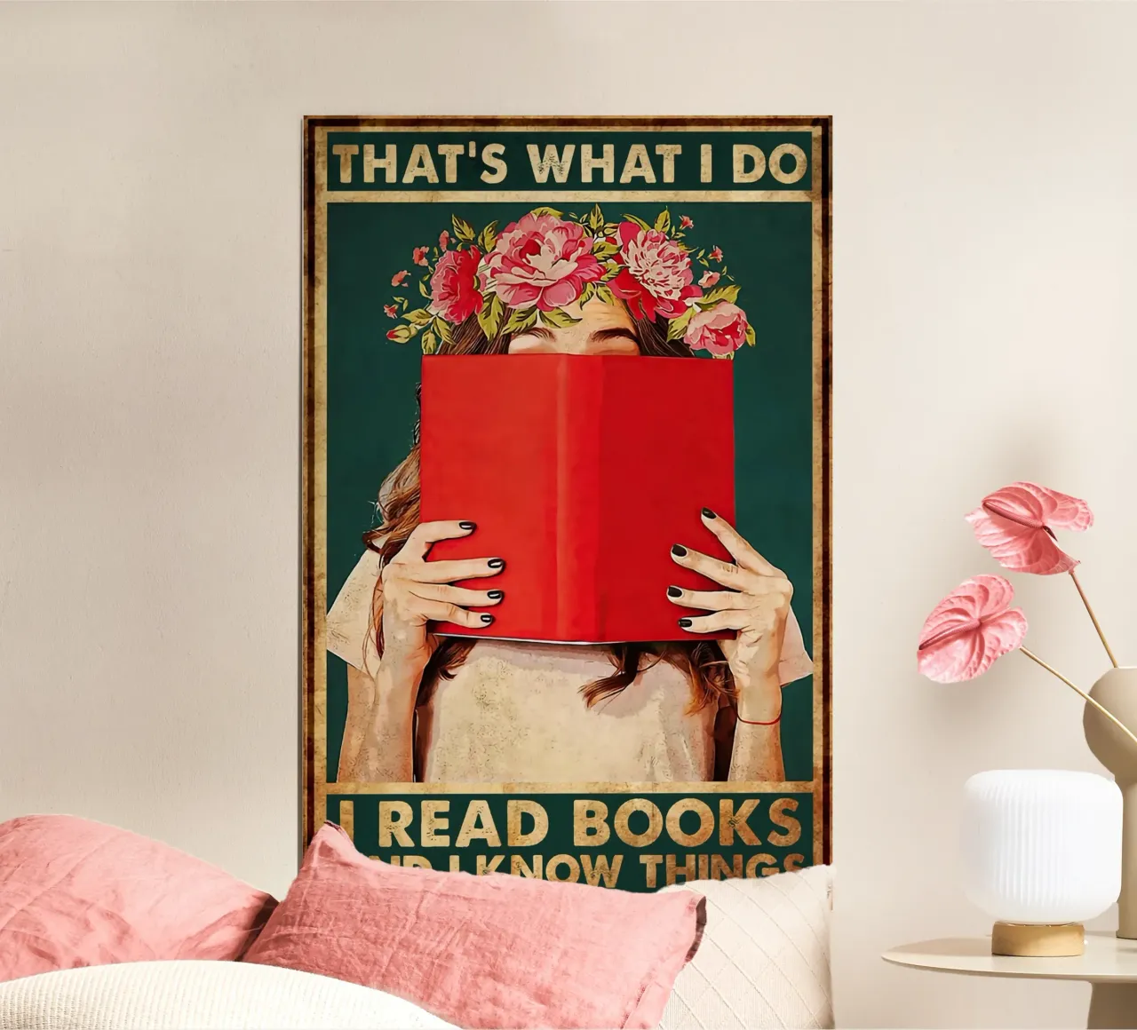 Ik lees boeken en ik weet dingen poster met kunststof frame van Oliver Ethan