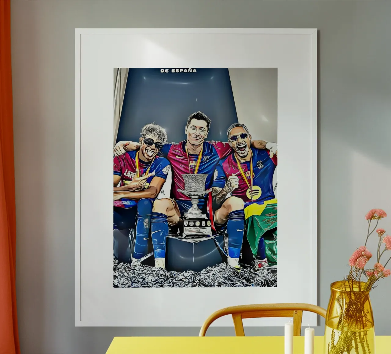Barcelonas Siegesfeier bei der Supercopa de España Poster mit Aluminium Rahmen von dark eagle