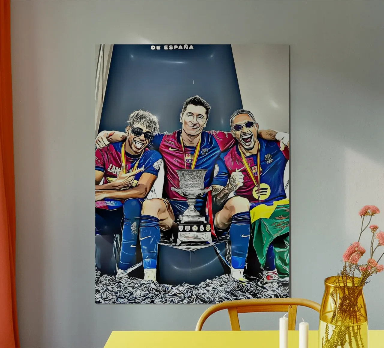Barcelonas Siegesfeier bei der Supercopa de España Poster mit Aluminium Rahmen von dark eagle