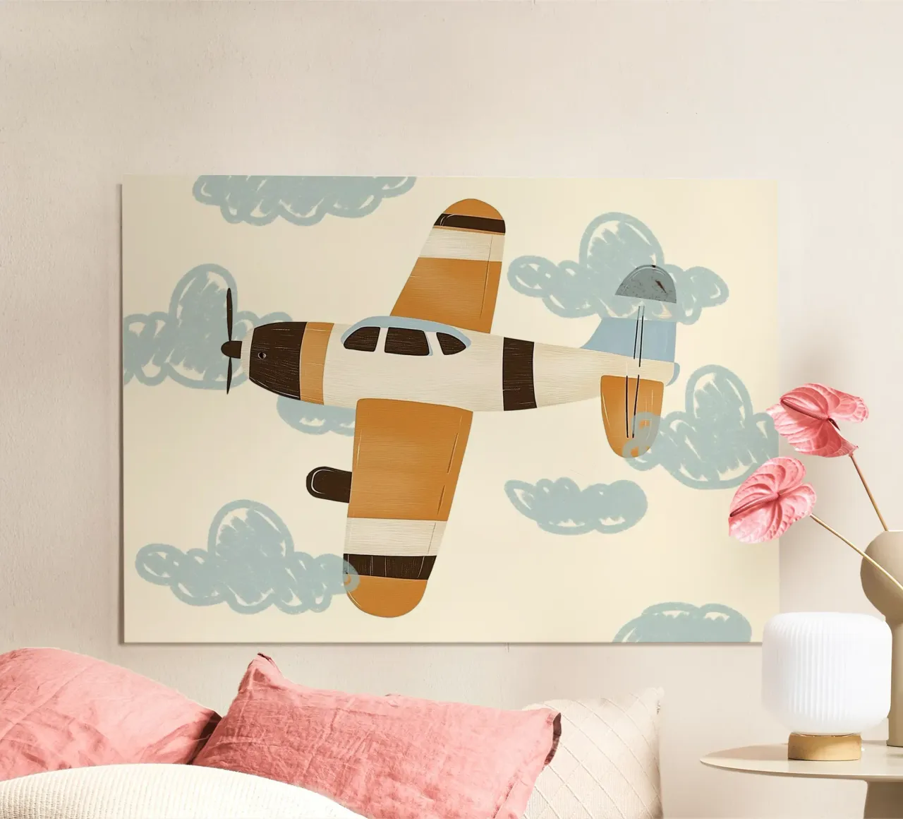 Aeroplano retrò - Stampa d'arte per bambini poster con telaio in plastica da vintagepod