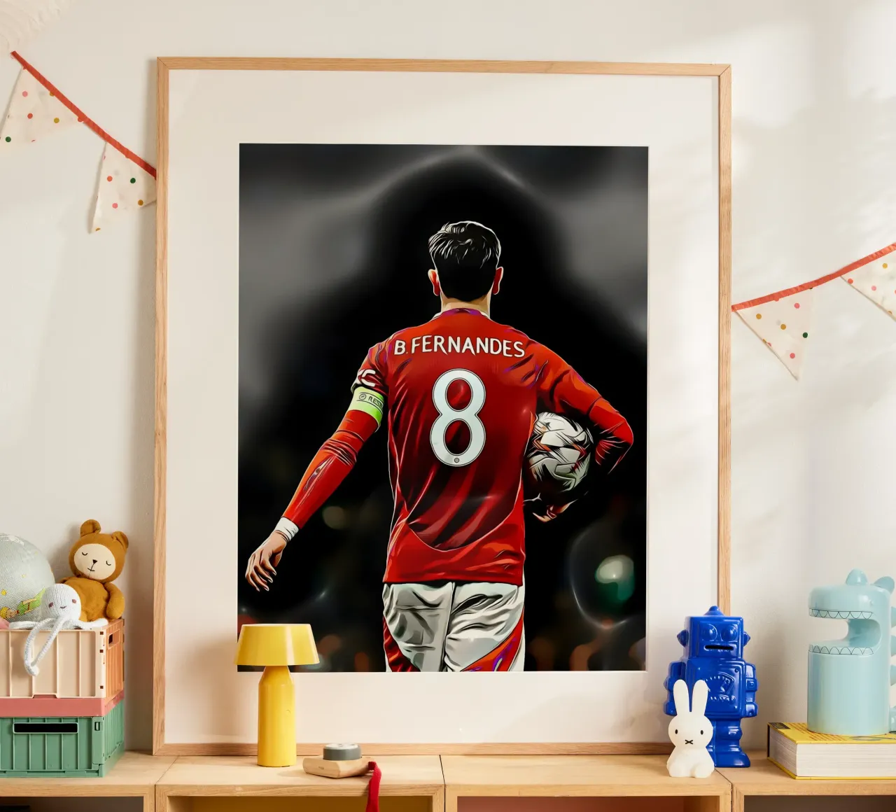 Bruno Fernandes è pronto a guidare poster con telaio in legno da dark eagle