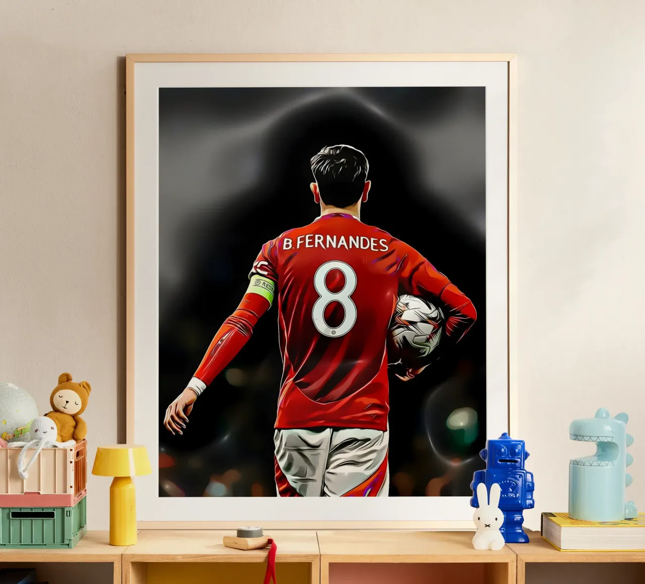 Bruno Fernandes è pronto a guidare poster con telaio in legno da dark eagle