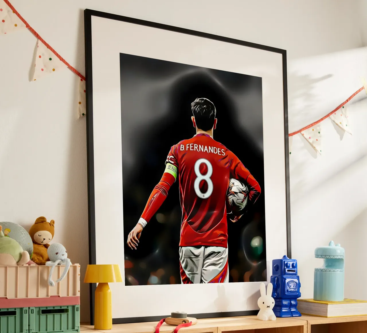 Bruno Fernandes è pronto a guidare poster con telaio in legno da dark eagle