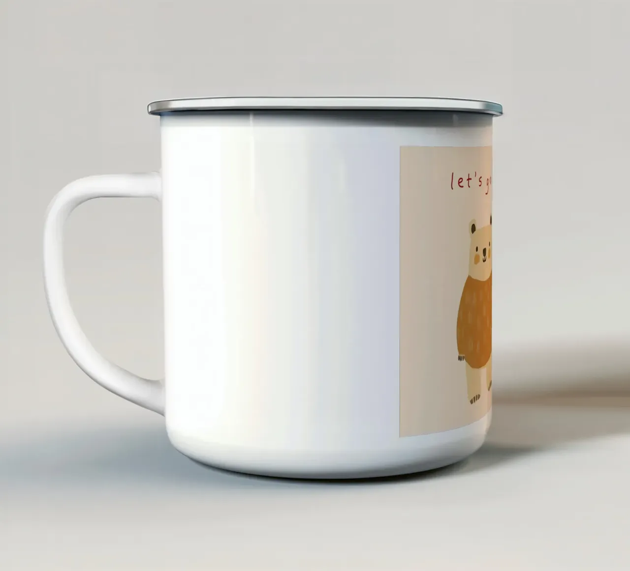 Stampa d'arte di una simpatica famiglia di orsi "Let's Go Adventure tazza in smalto da vintagepod
