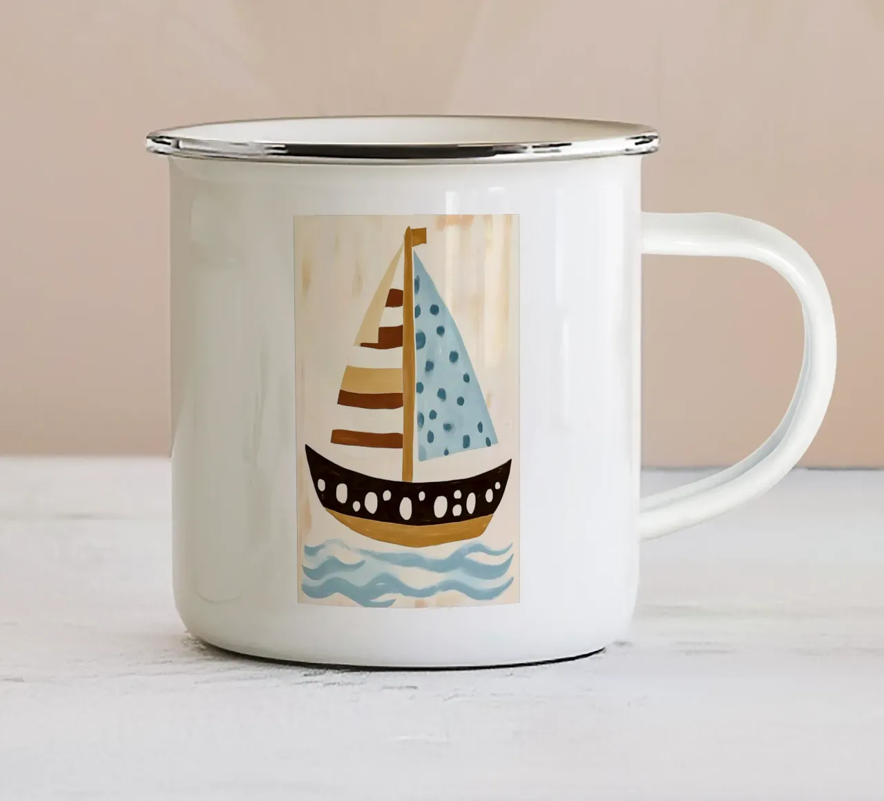 Zeilen Boot Kunst Print - Kust Decoratie emaille mok van vintagepod