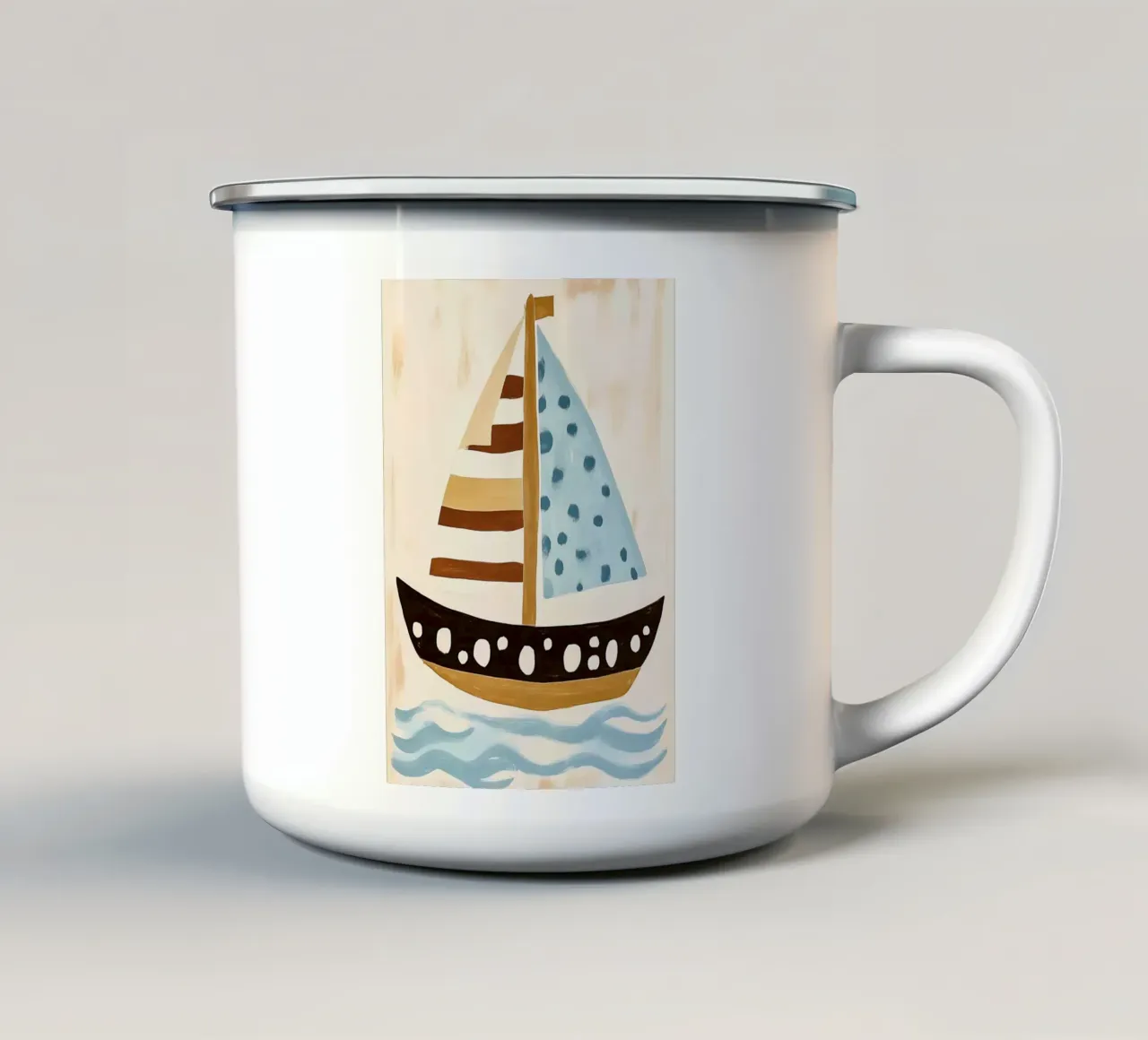 Zeilen Boot Kunst Print - Kust Decoratie emaille mok van vintagepod