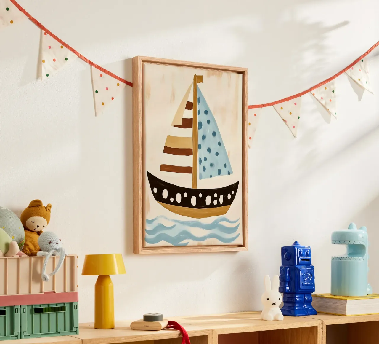Zeilen Boot Kunst Print - Kust Decoratie canvas met Baklijst van vintagepod