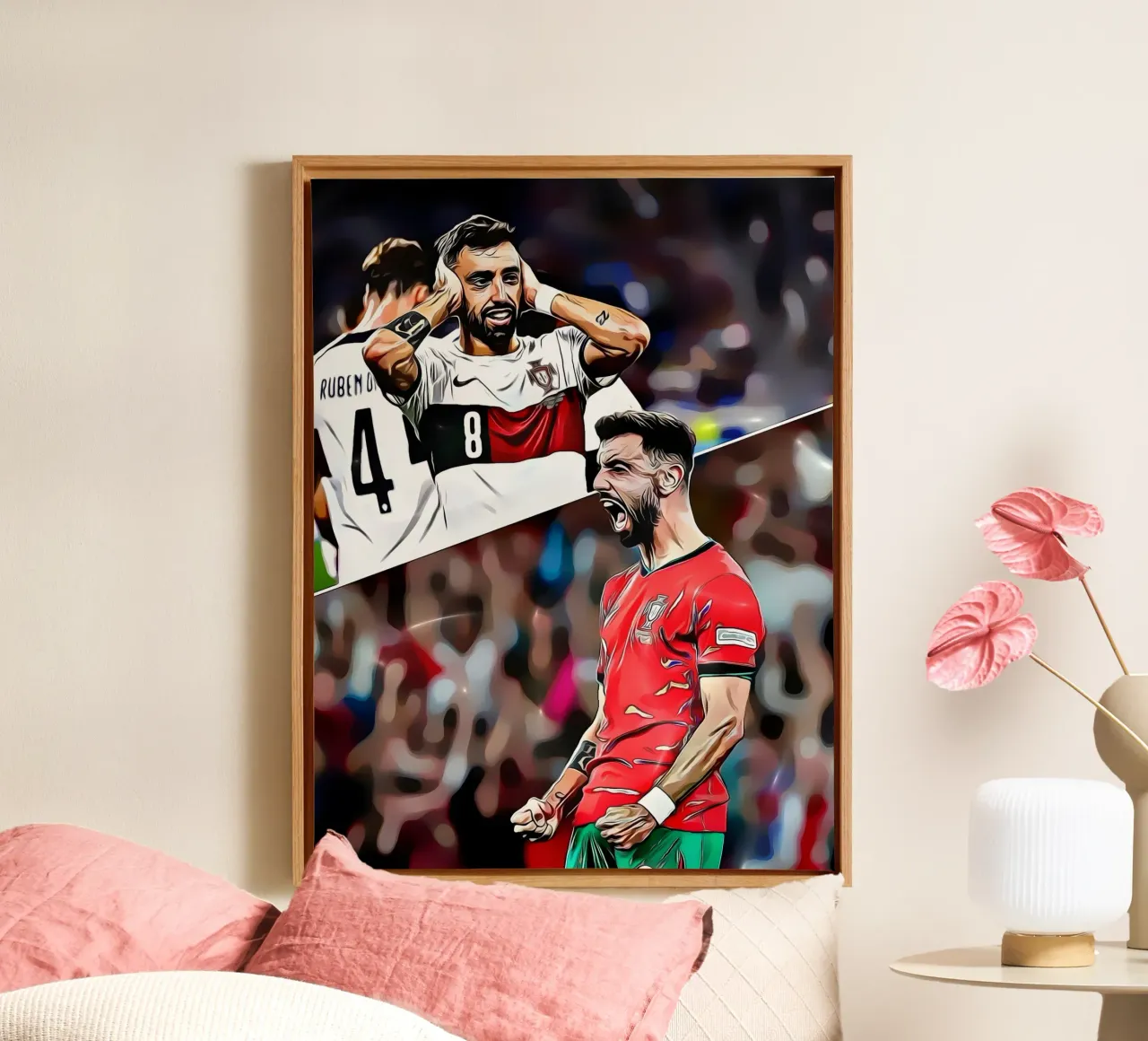 I momenti di emozione di Bruno Fernandes con la Nazionale portoghese tela con Cornice a cassetta da dark eagle
