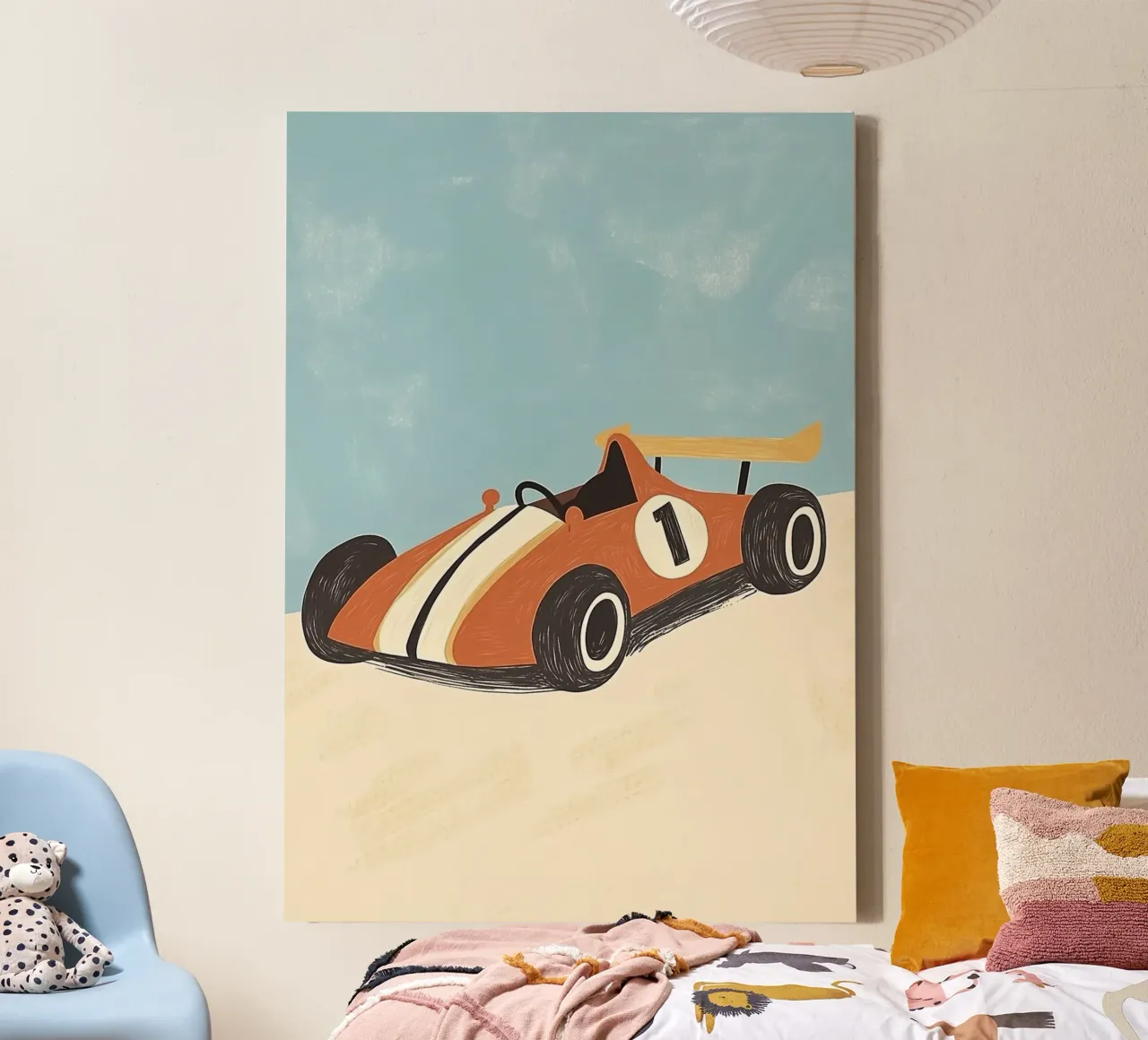Retro-Rennwagen Kunstdruck - Jungenzimmer Dekoration Leinwand mit Schattenfugenrahmen von vintagepod