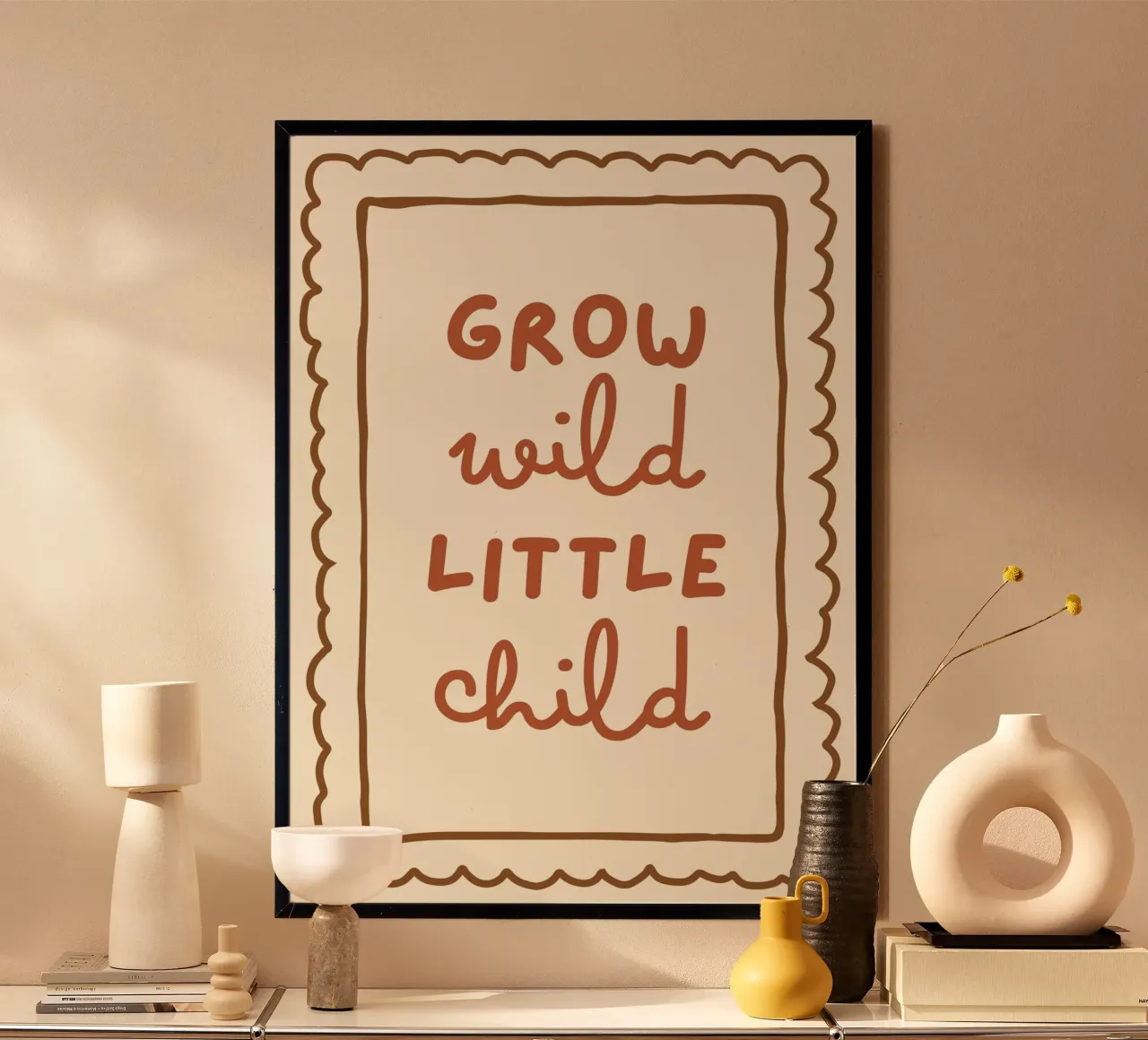 "Wachse wild, kleines Kind" - Kinderzimmer Zitat Kunst Poster von vintagepod