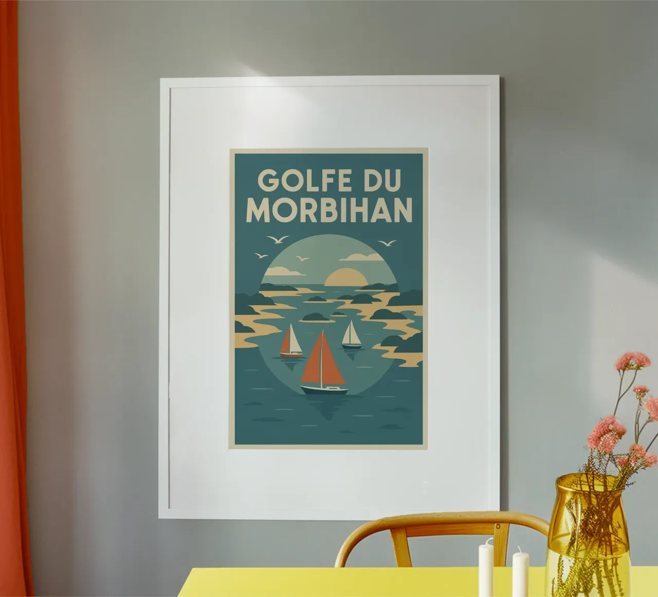 Golfe du Morbihan - Poster di barca a vela d'epoca poster con telaio in alluminio da JETLAG | affiches voyage