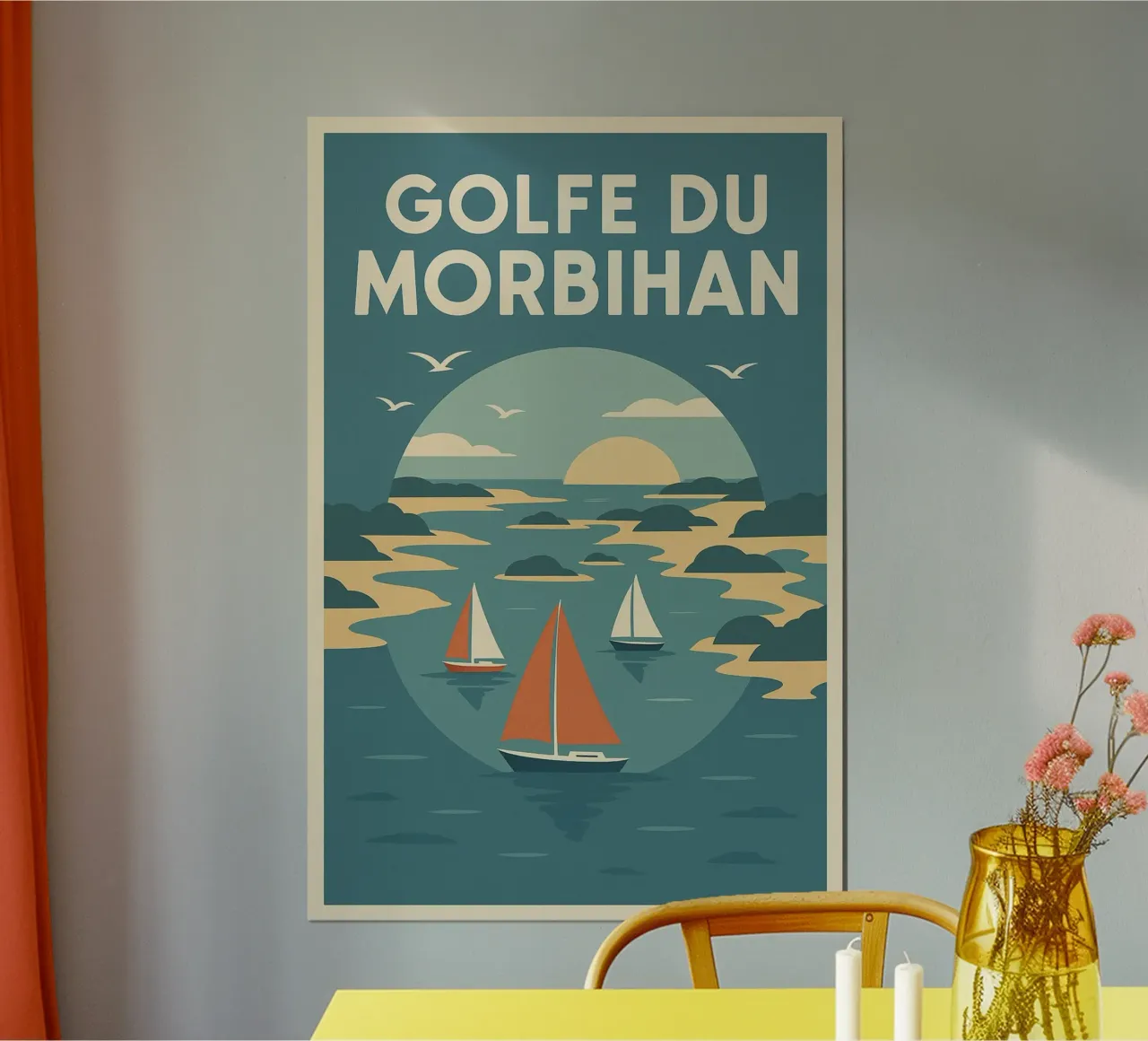 Golfe du Morbihan - Poster di barca a vela d'epoca poster con telaio in alluminio da JETLAG | affiches voyage