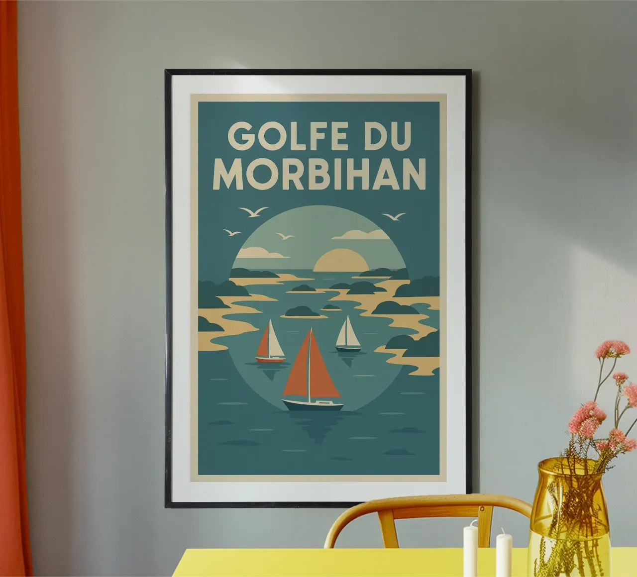 Golfe du Morbihan - Poster di barca a vela d'epoca poster con telaio in alluminio da JETLAG | affiches voyage