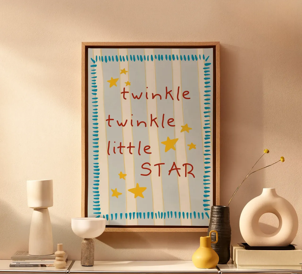 Stampa d'arte per la cameretta Twinkle Twinkle Little Star tela con Cornice a cassetta da vintagepod