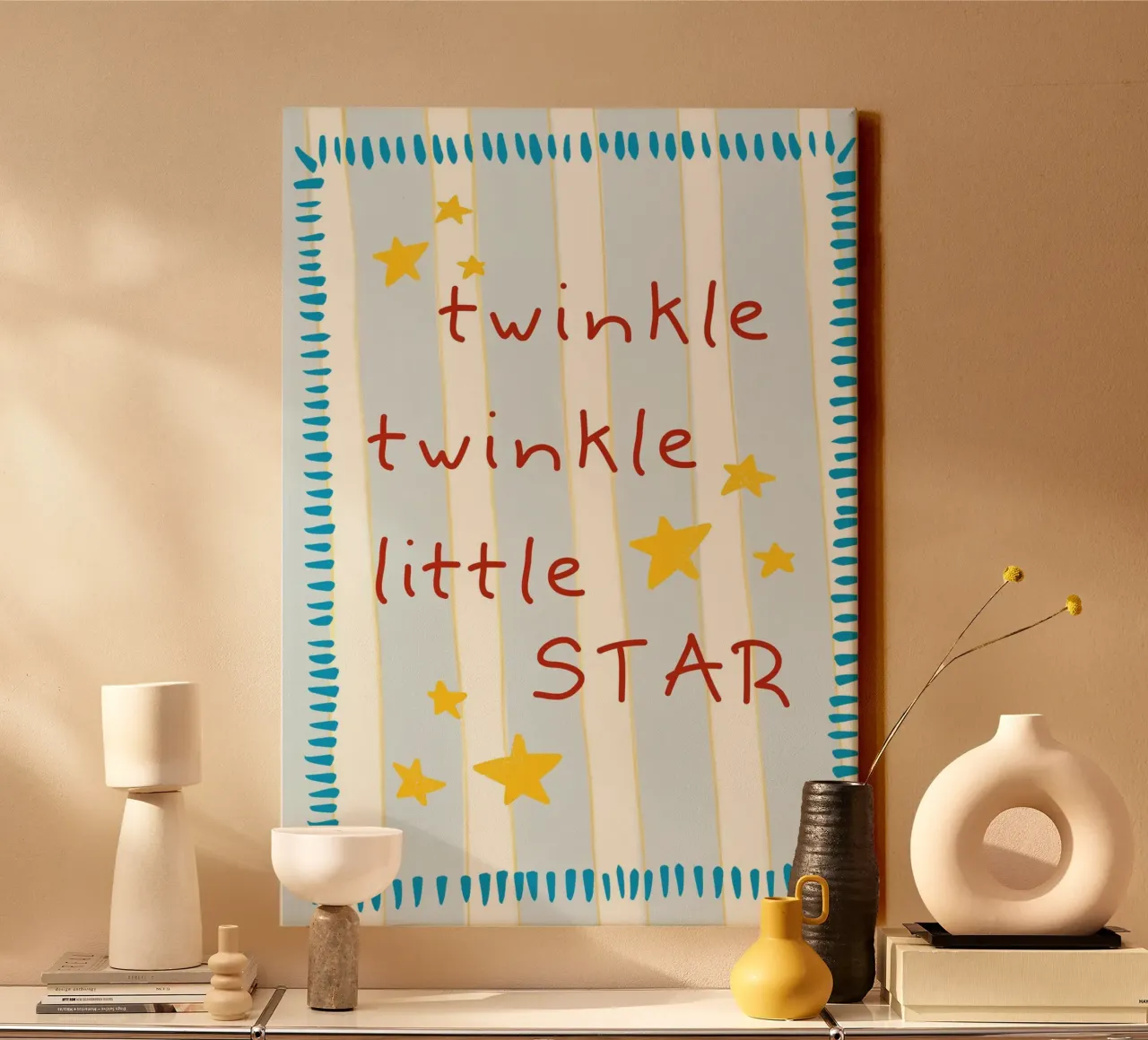 Stampa d'arte per la cameretta Twinkle Twinkle Little Star tela con Cornice a cassetta da vintagepod