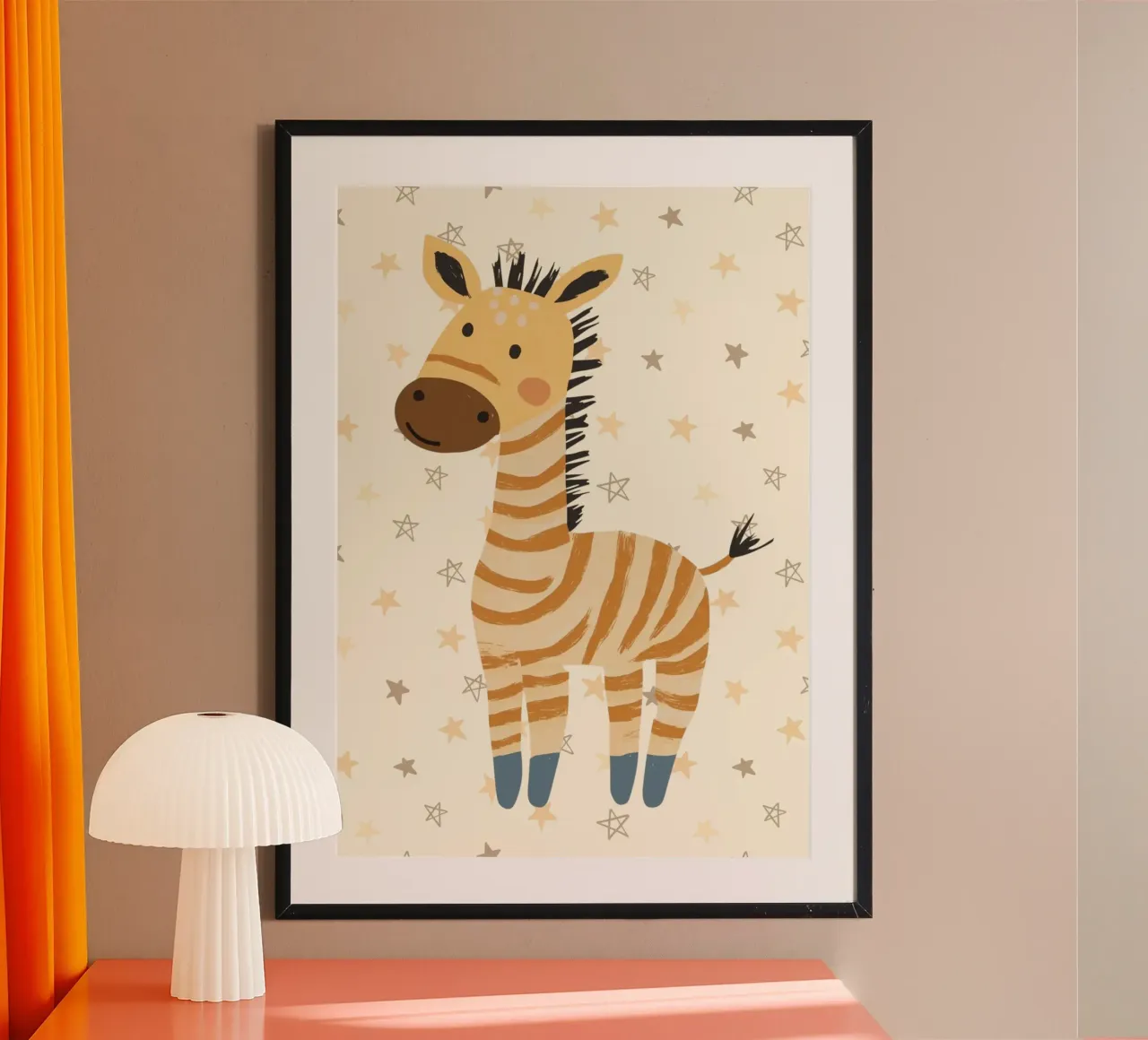Impression d'art pour la chambre de bébé zèbre - motif étoilé poster avec cadre en aluminium de vintagepod