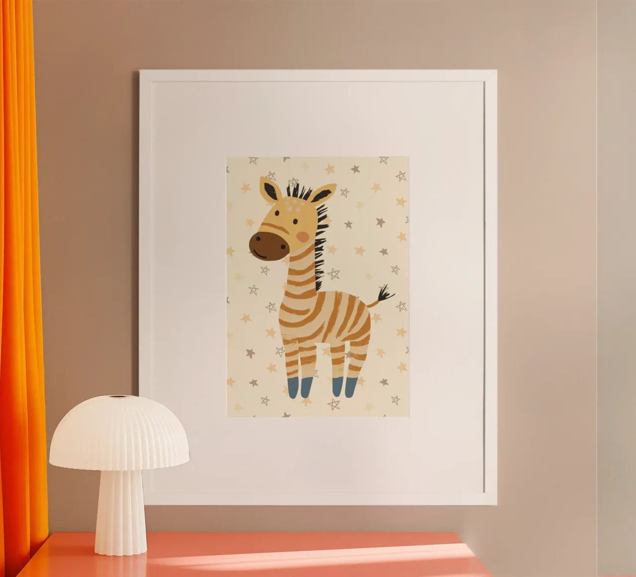 Impression d'art pour la chambre de bébé zèbre - motif étoilé poster avec cadre en aluminium de vintagepod