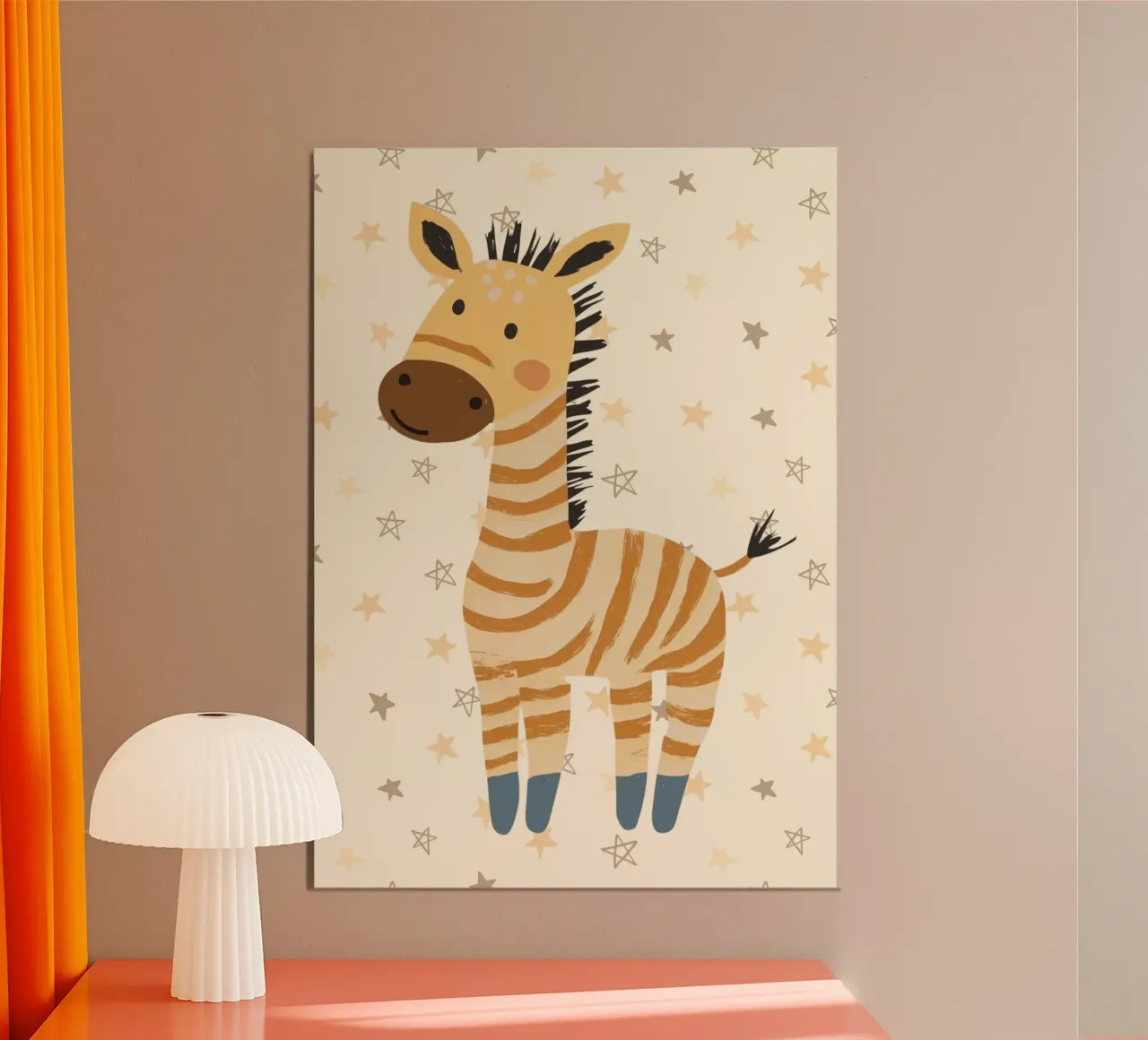 Impression d'art pour la chambre de bébé zèbre - motif étoilé poster avec cadre en aluminium de vintagepod