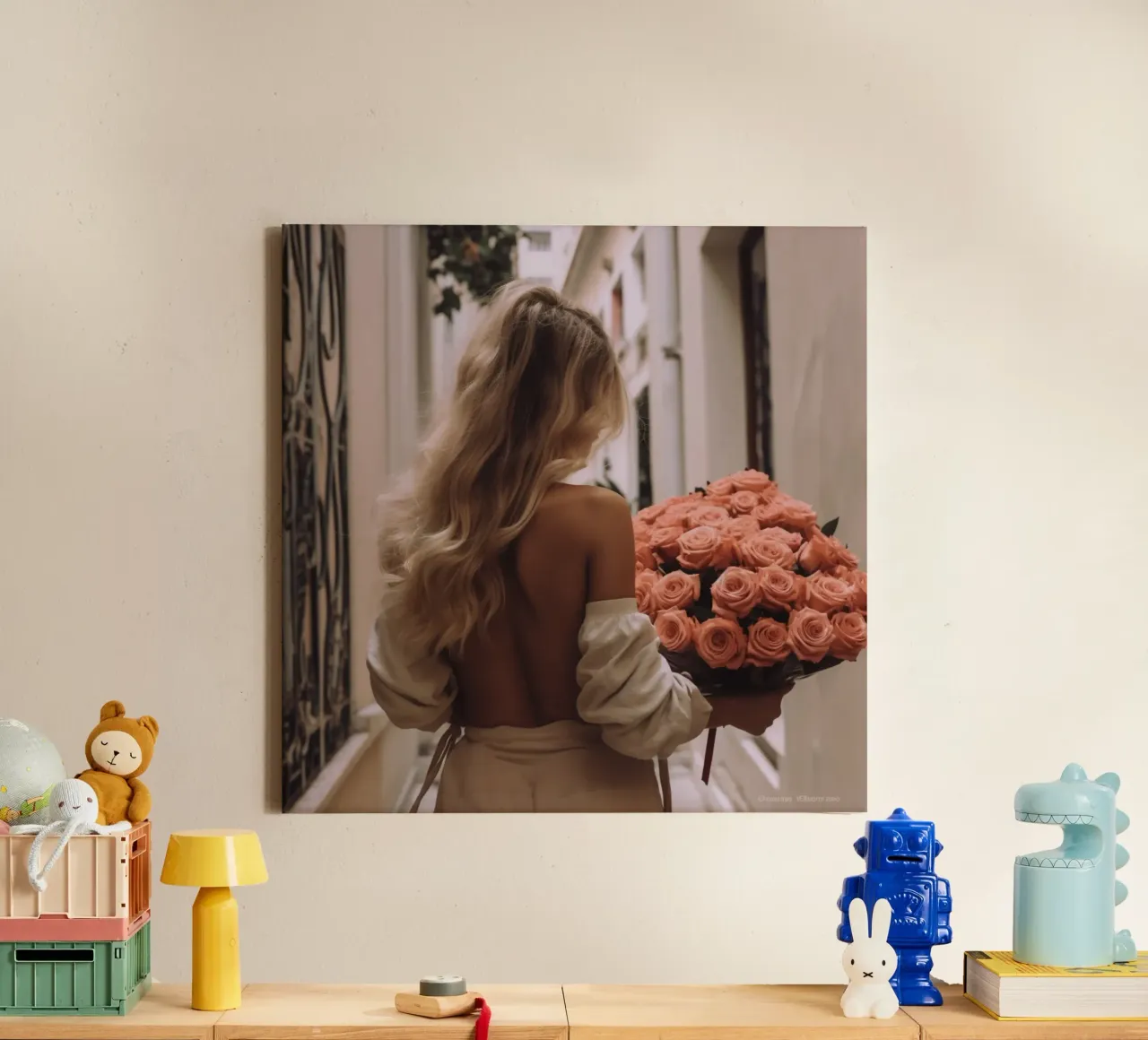 Bouquet in città tela con Cornice a cassetta da StillVibe Home