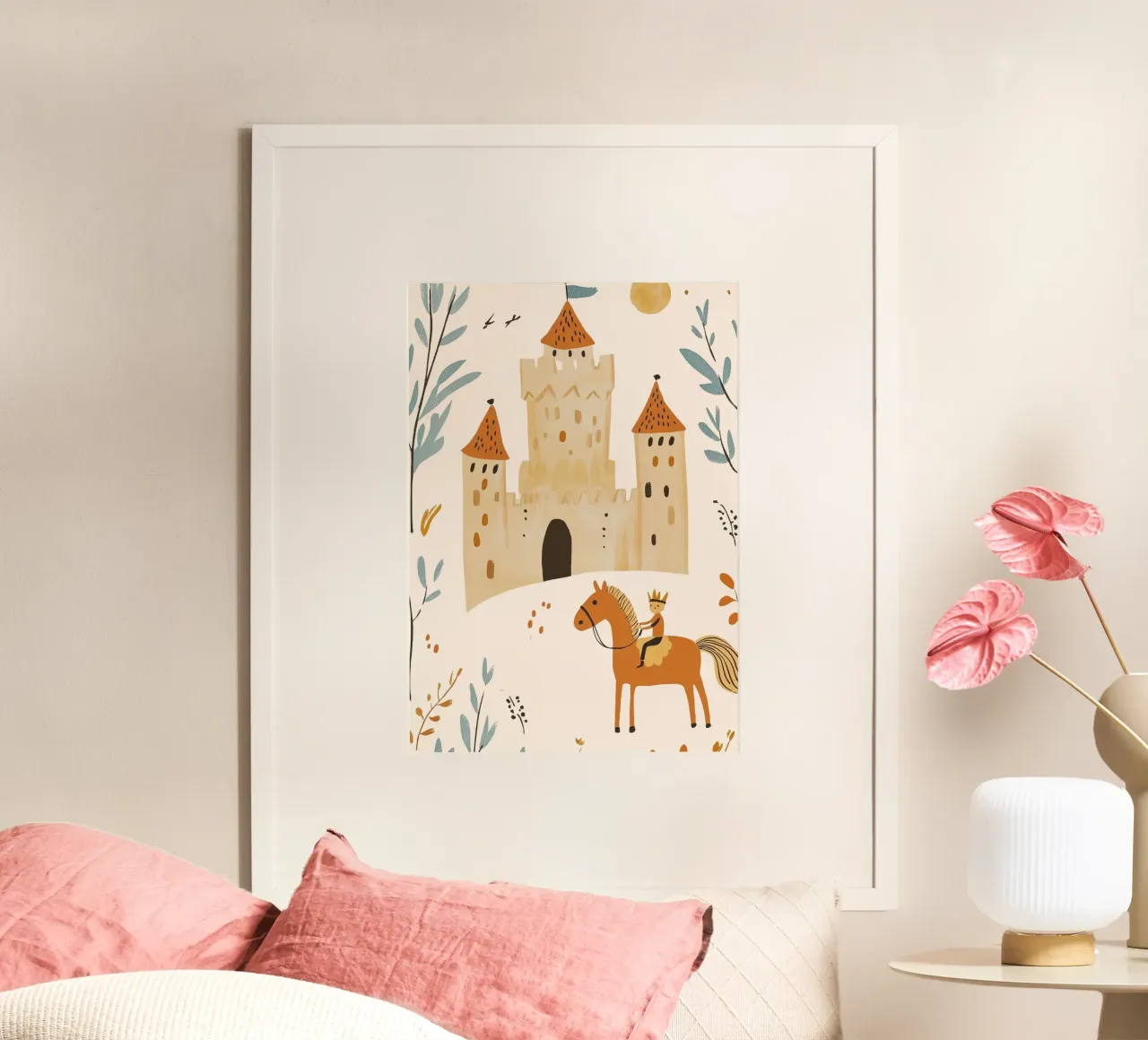 Märchenschloss & Prinz Kunstdruck - Kinderzimmer Dekoration Poster von vintagepod