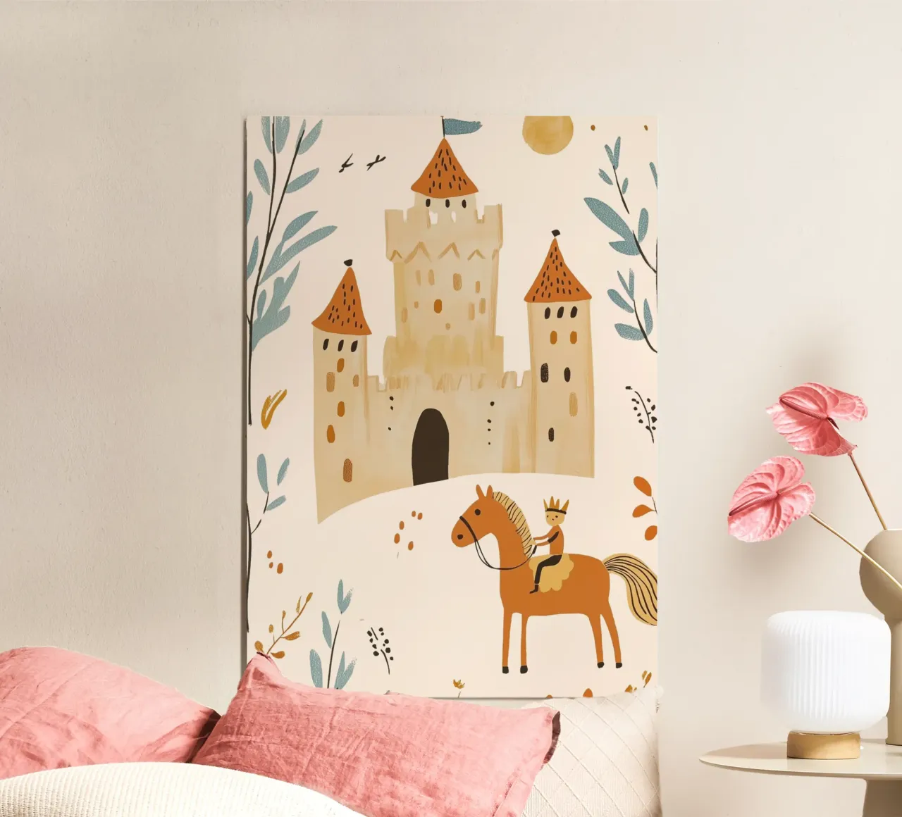 Märchenschloss & Prinz Kunstdruck - Kinderzimmer Dekoration Poster von vintagepod