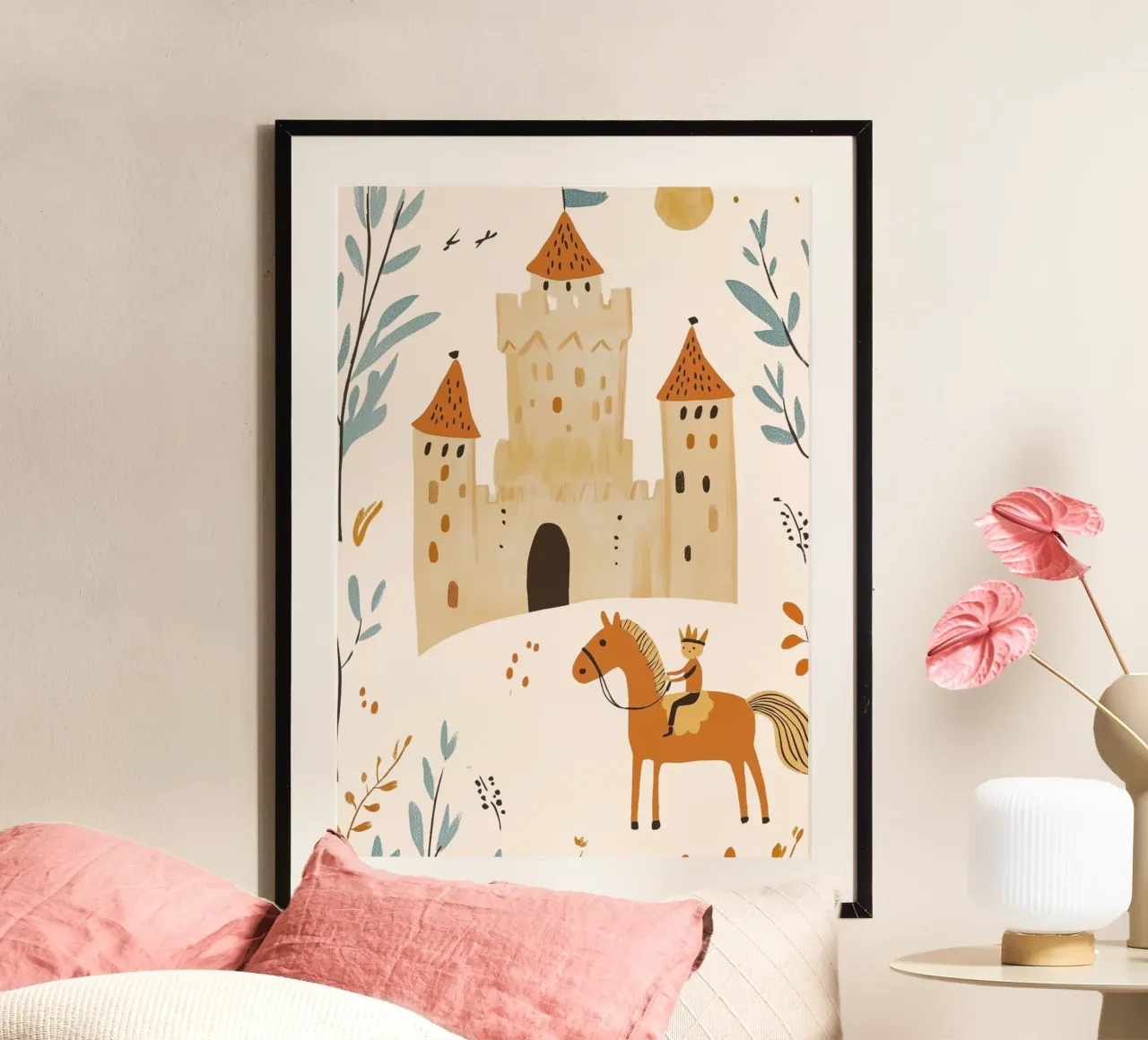Märchenschloss & Prinz Kunstdruck - Kinderzimmer Dekoration Poster von vintagepod