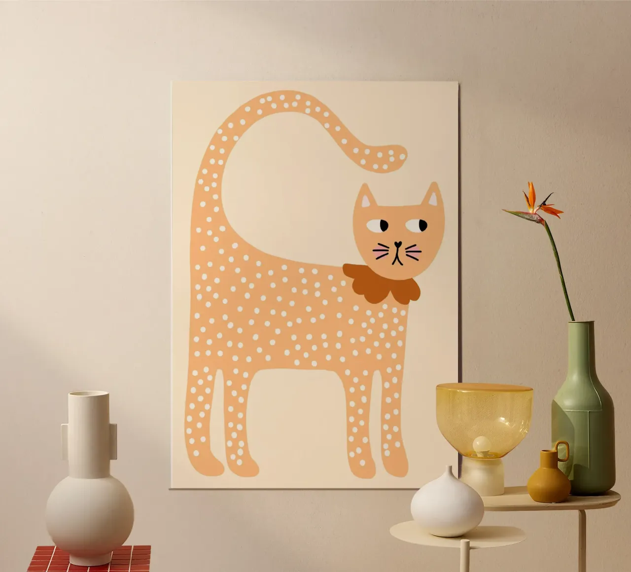 Chat mignon à pois - Minimalist Nursery Art poster de vintagepod