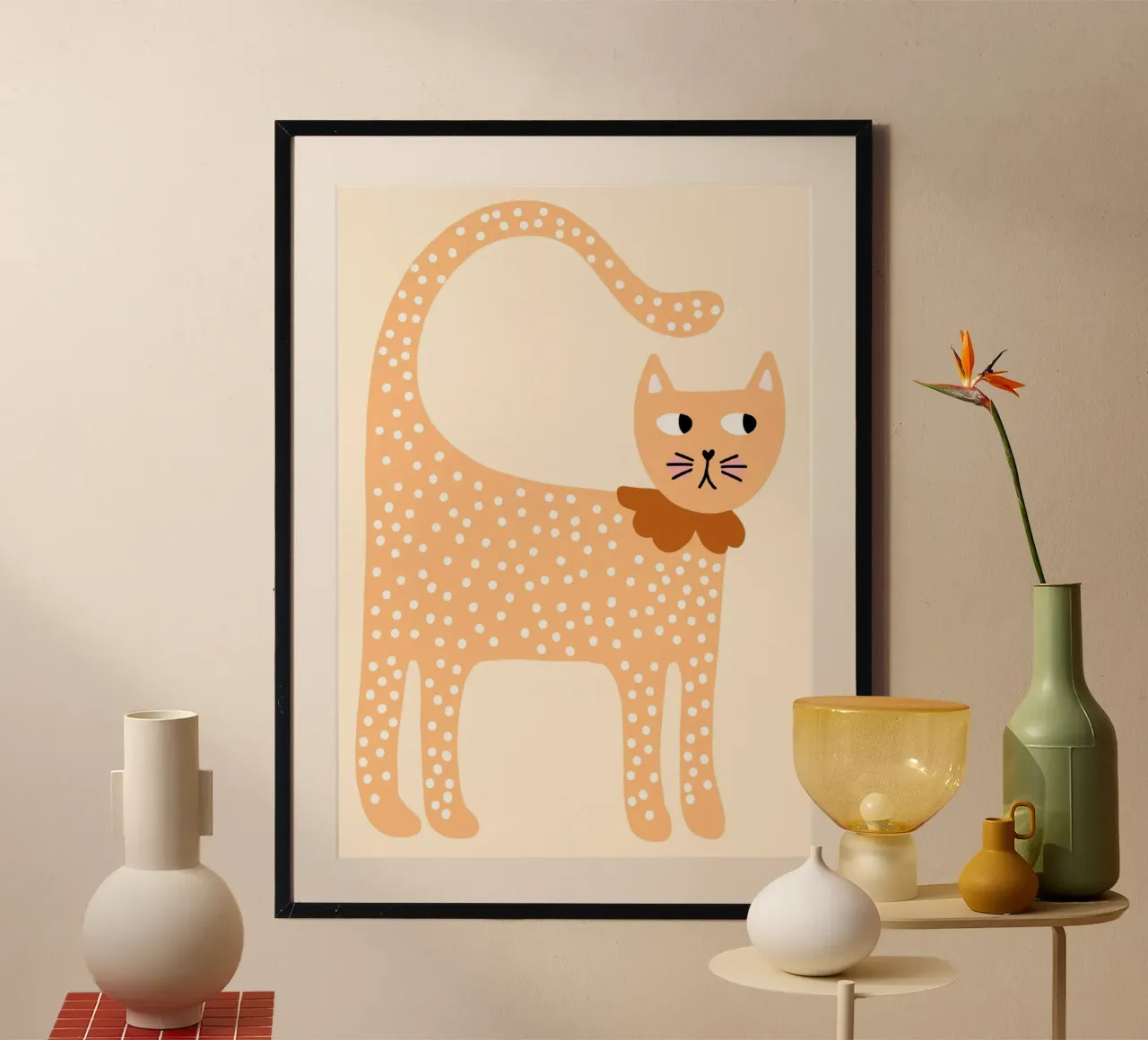 Chat mignon à pois - Minimalist Nursery Art poster de vintagepod