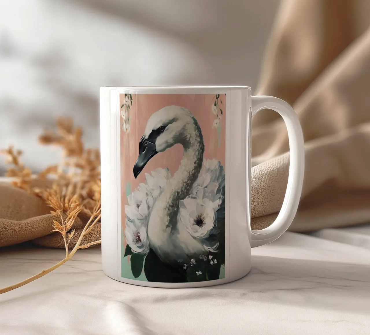 Decorated Swan tazza in ceramica da treechild