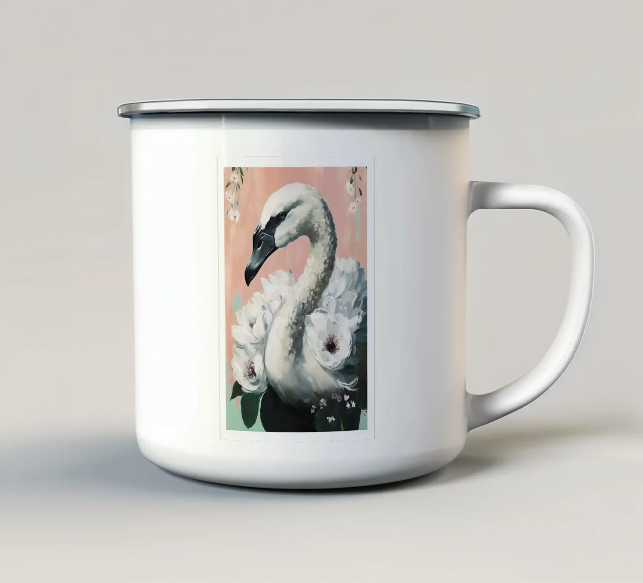 Decorated Swan tazza in smalto da treechild