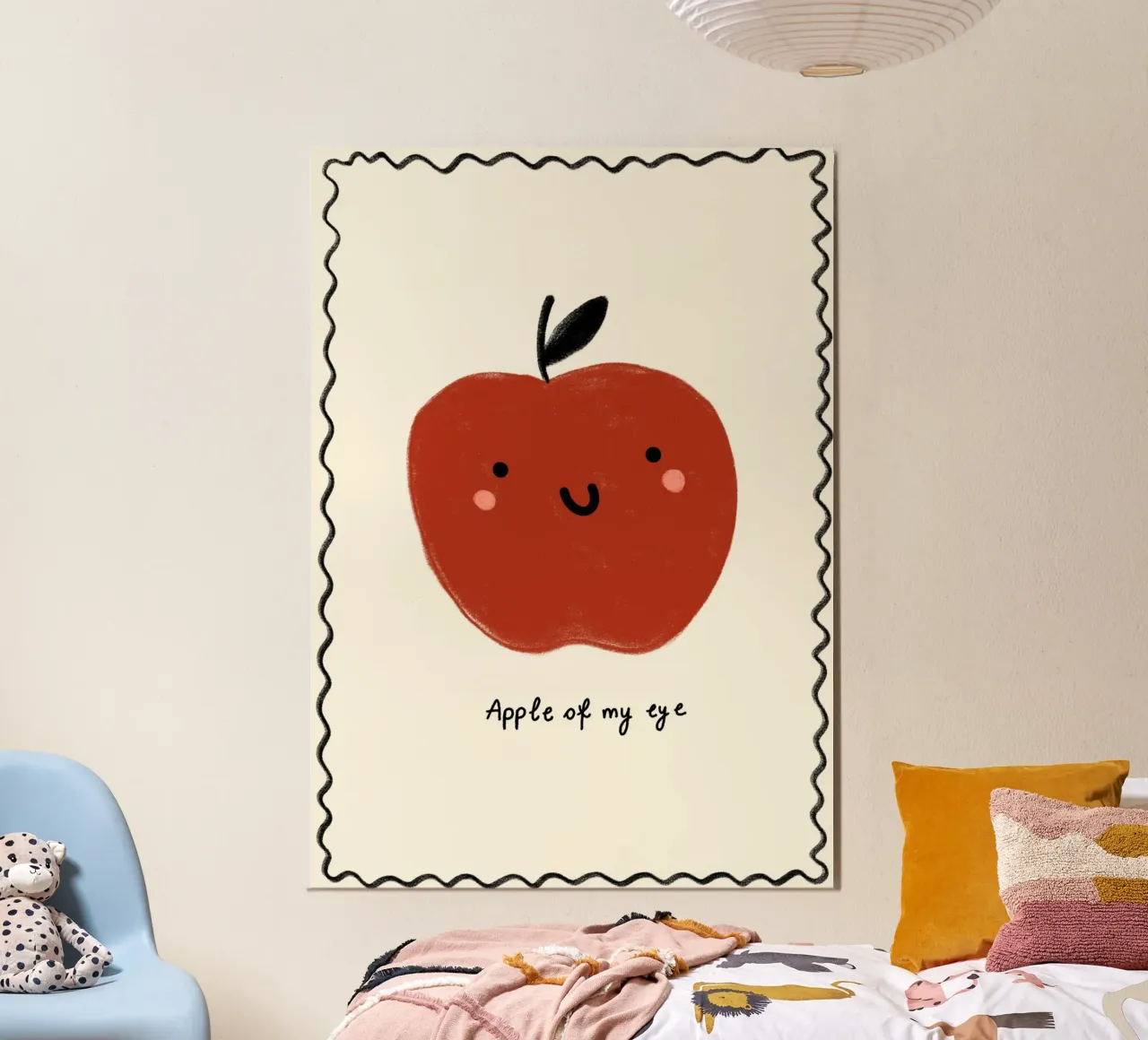 "Pomme de mes yeux" Impression de fruits mignons - Art de la chambre d'enfant poster de vintagepod