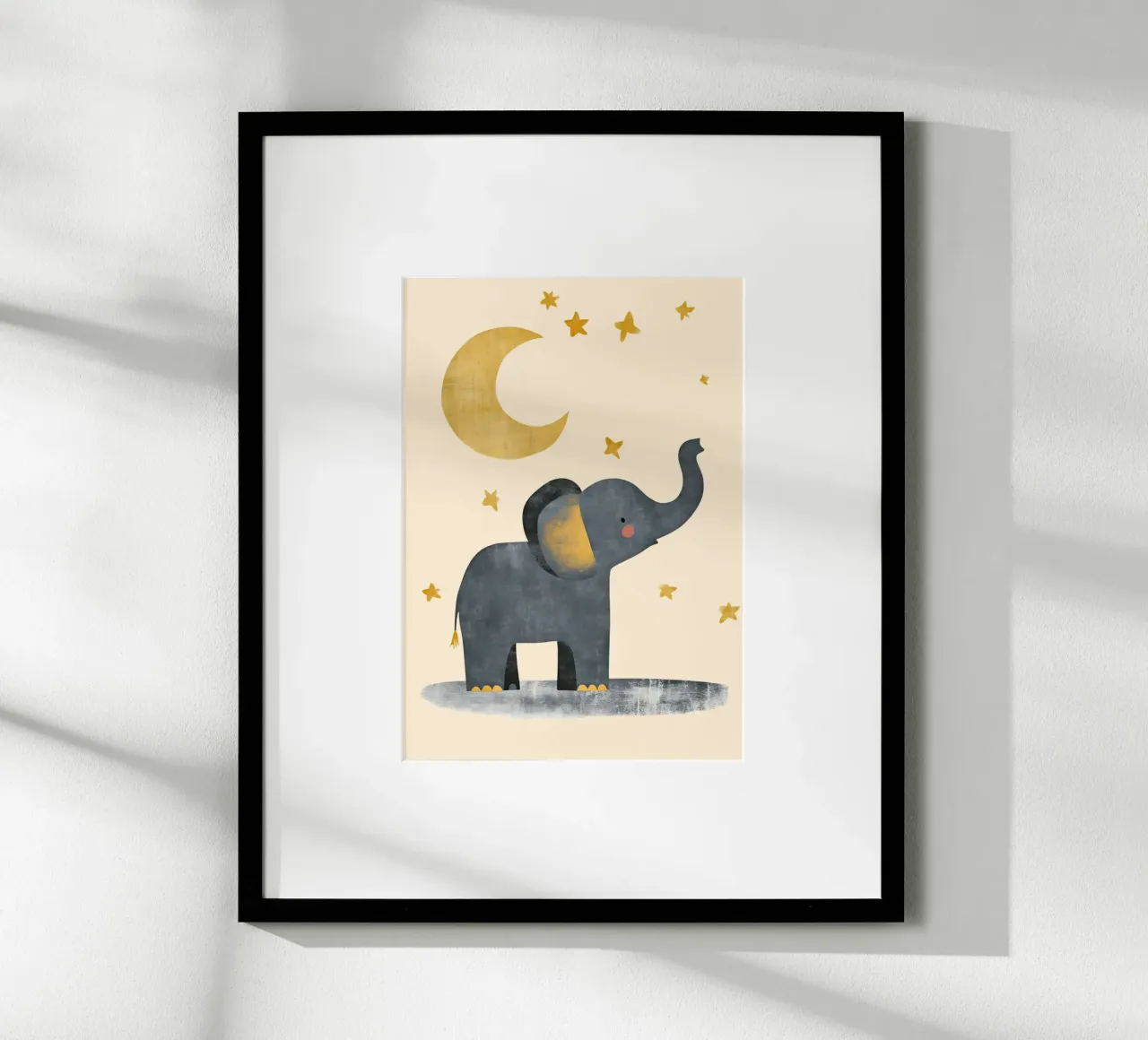Eléphant mignon avec la lune et les étoiles - Nursery Art poster de vintagepod