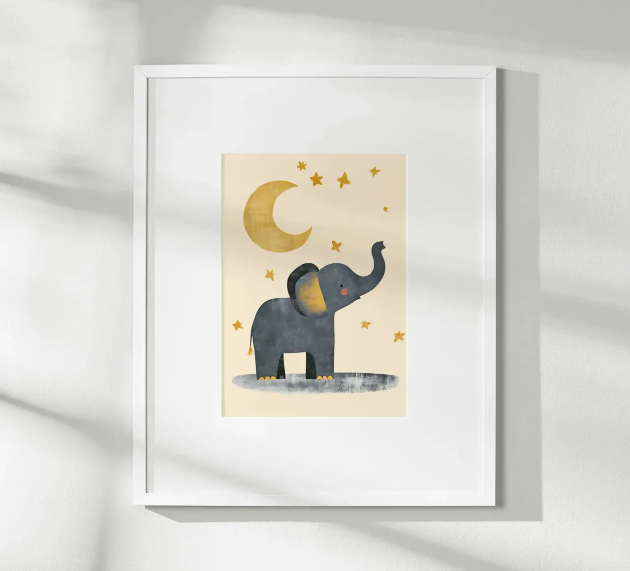 Eléphant mignon avec la lune et les étoiles - Nursery Art poster de vintagepod