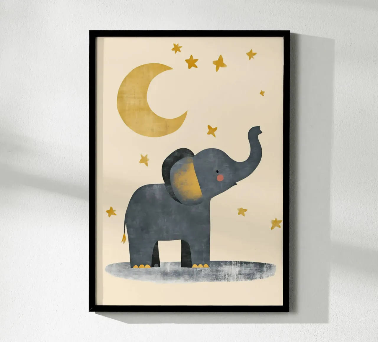 Eléphant mignon avec la lune et les étoiles - Nursery Art poster de vintagepod