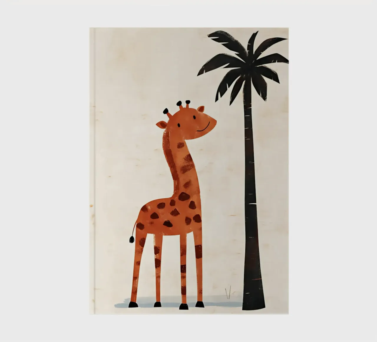 Smiling Giraffe & Palm Tree - Safari Nursery Art notebook by vintagepod