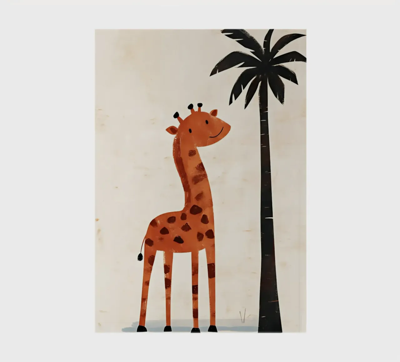 Smiling Giraffe & Palm Tree - Safari Nursery Art notebook by vintagepod