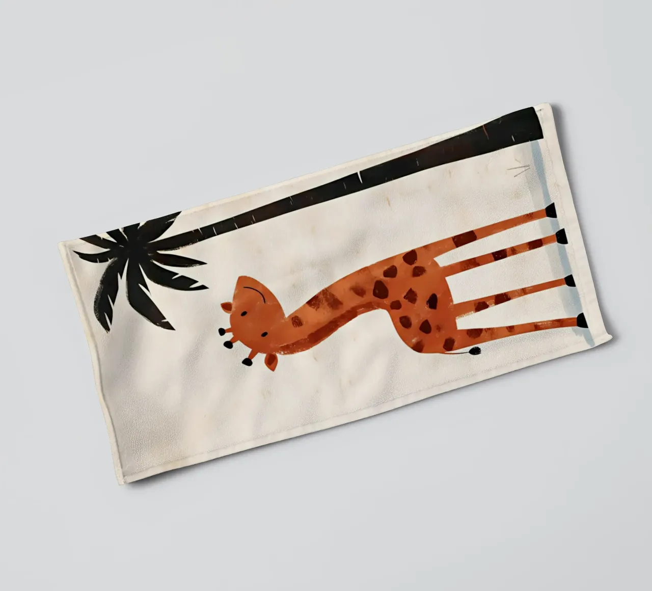 Smiling Giraffe & Palm Tree - Safari Nursery Art towel by vintagepod