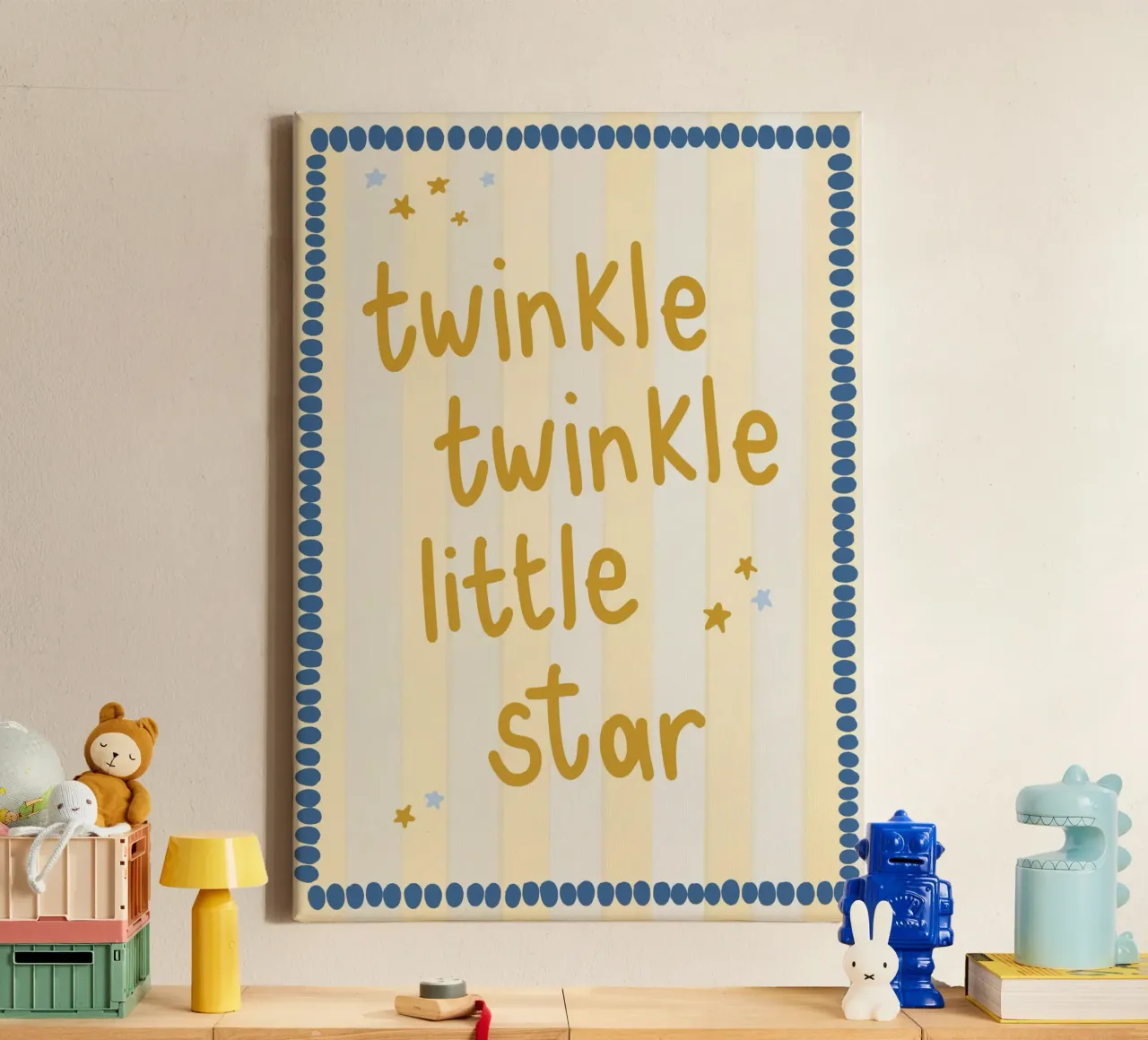 "Stampa d'arte per la cameretta "Twinkle Twinkle Little Star tela con Cornice a cassetta da vintagepod