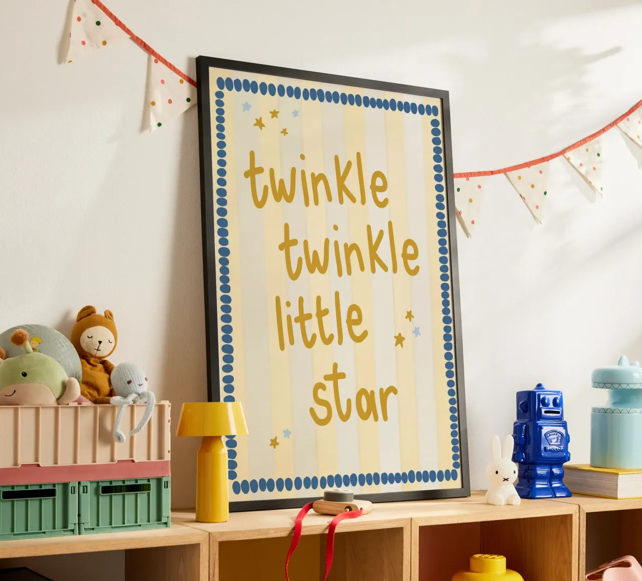 "Twinkle Twinkle Little Star" Nursery Art Print Poster mit Kunststoffrahmen von vintagepod