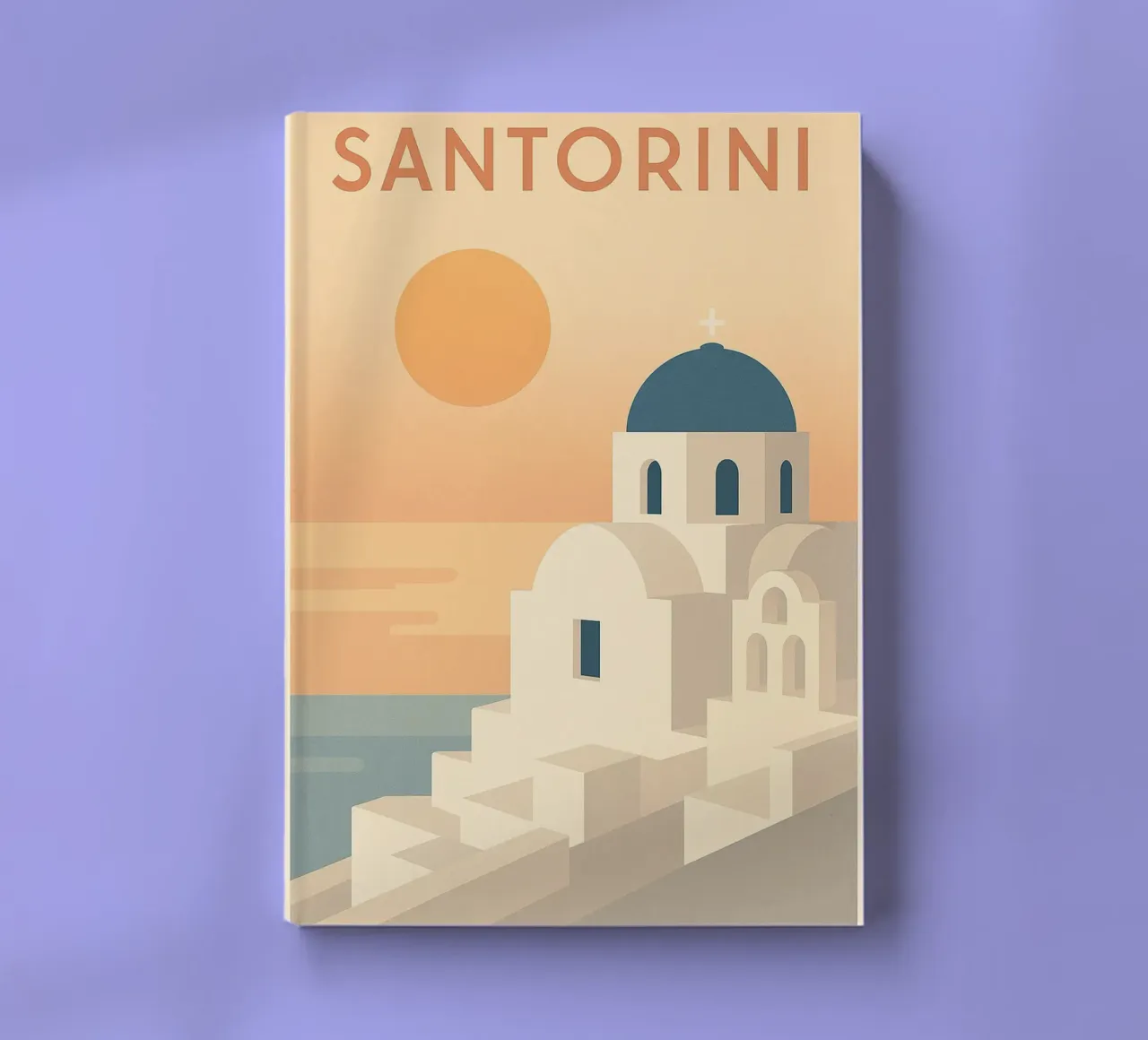 Santorini - Retro sunset and architecture poster notebook by JETLAG | affiches voyage