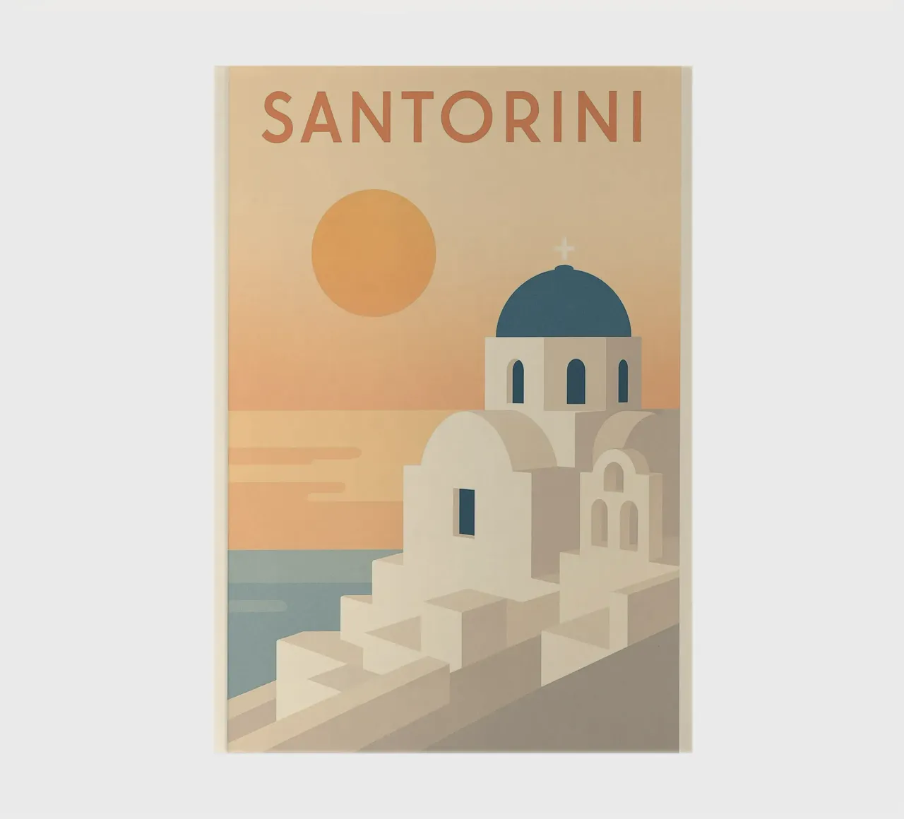 Santorini - Retro sunset and architecture poster notebook by JETLAG | affiches voyage
