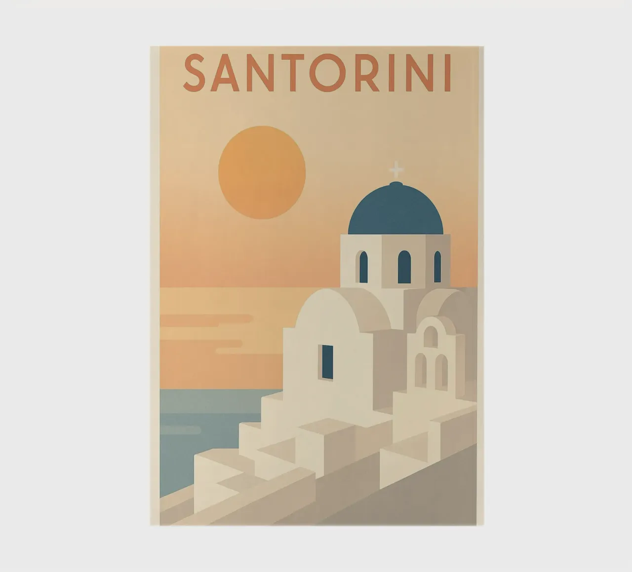 Santorini - Retro sunset and architecture poster notebook by JETLAG | affiches voyage