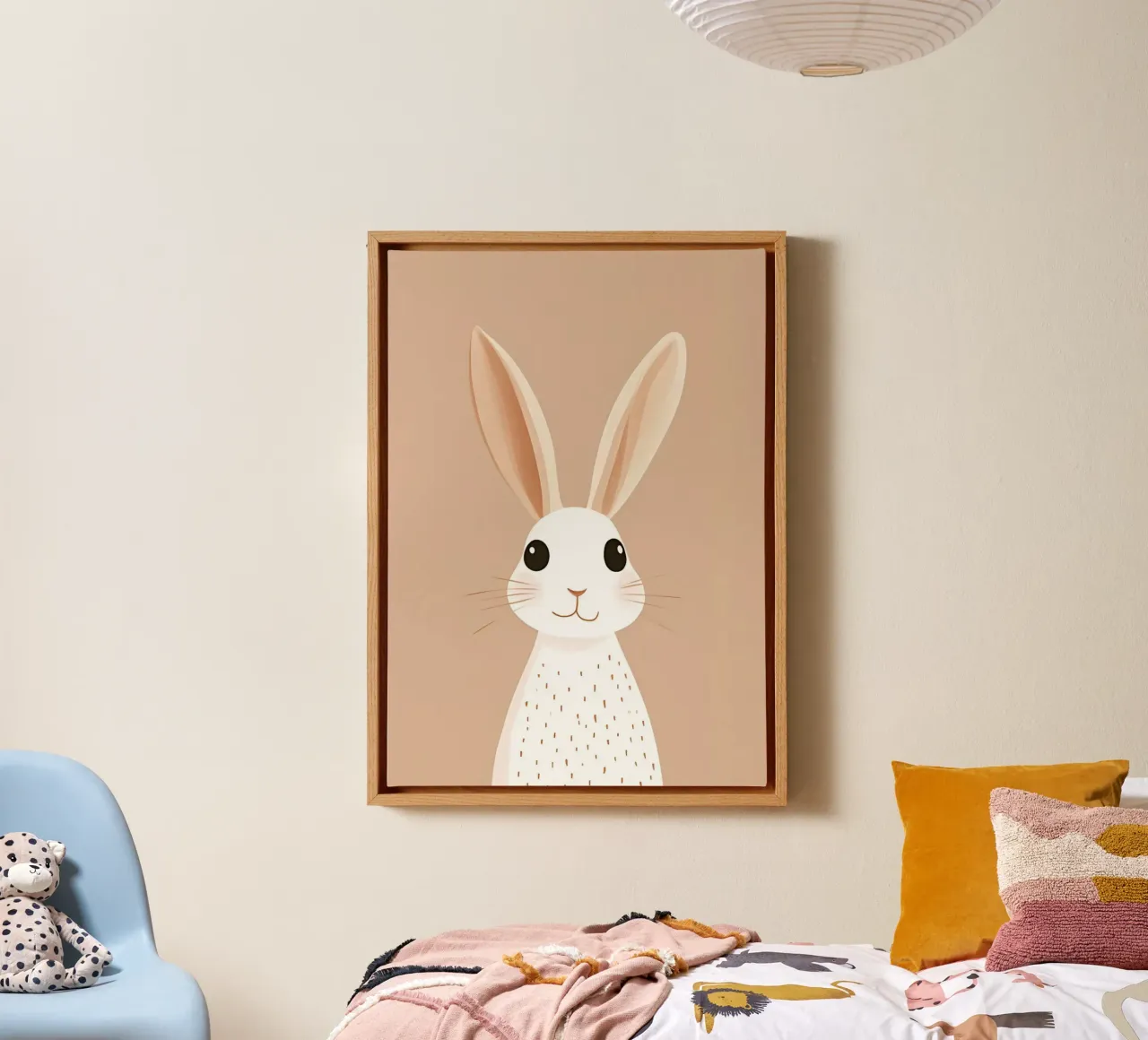 Cute Rabbit with Big Ears - Minimalist Nursery Art canvas with Floater frame by vintagepod