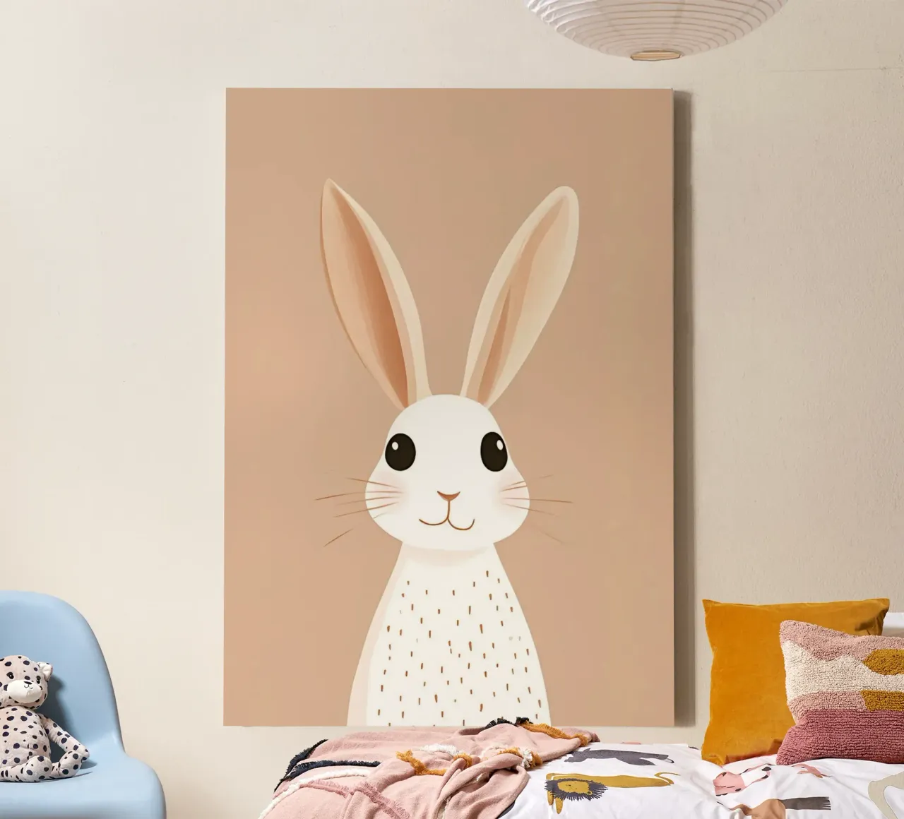 Cute Rabbit with Big Ears - Minimalist Nursery Art canvas with Floater frame by vintagepod