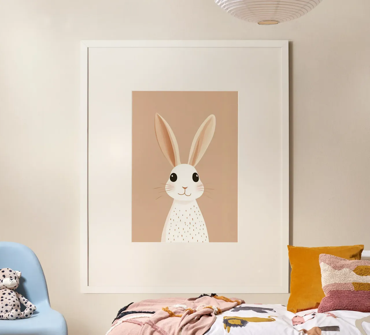 Cute Rabbit with Big Ears - Minimalist Nursery Art poster with plastic frame by vintagepod