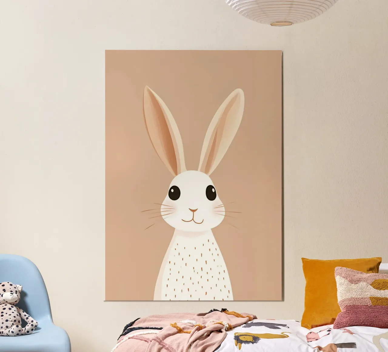 Cute Rabbit with Big Ears - Minimalist Nursery Art poster with plastic frame by vintagepod