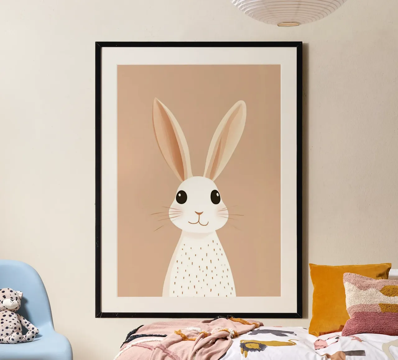 Cute Rabbit with Big Ears - Minimalist Nursery Art poster with plastic frame by vintagepod