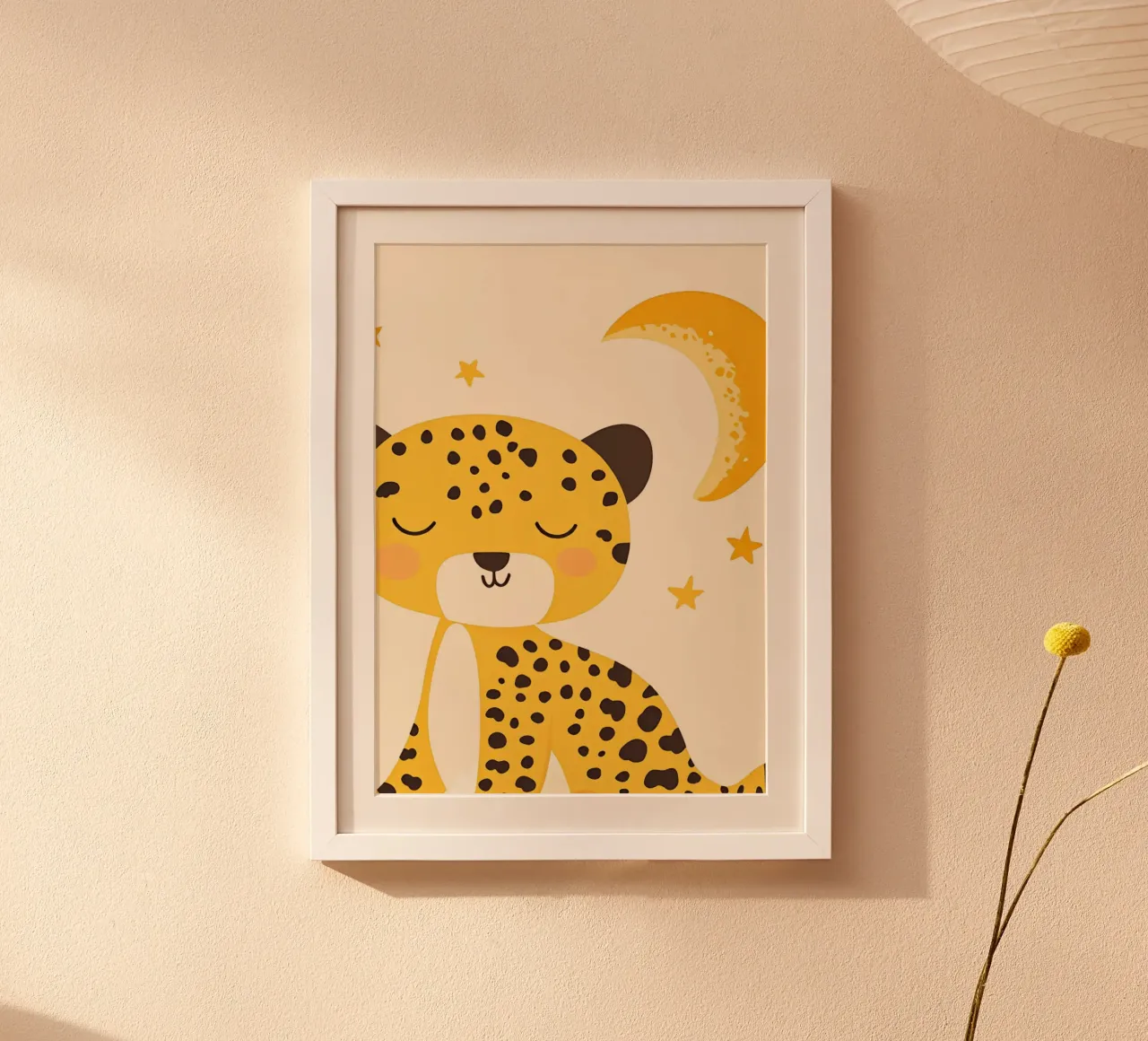 Niedlicher schlafender Leopard Kunstdruck - Starry Nursery Poster von vintagepod