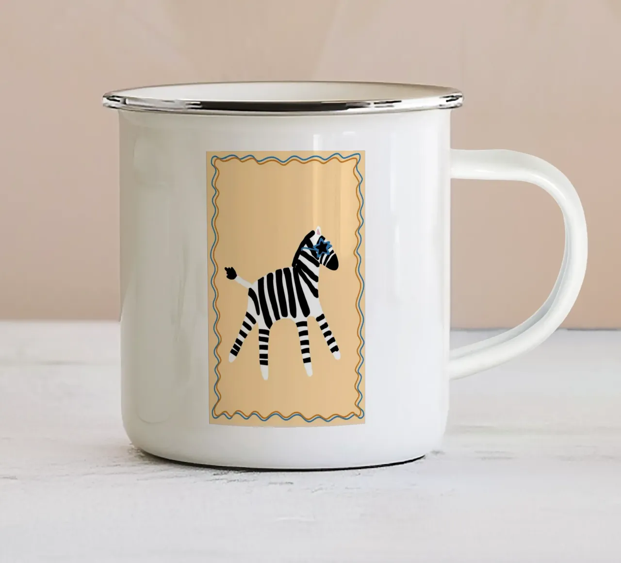Zebra cool con occhiali a stella - Arte moderna per bambini tazza in smalto da vintagepod